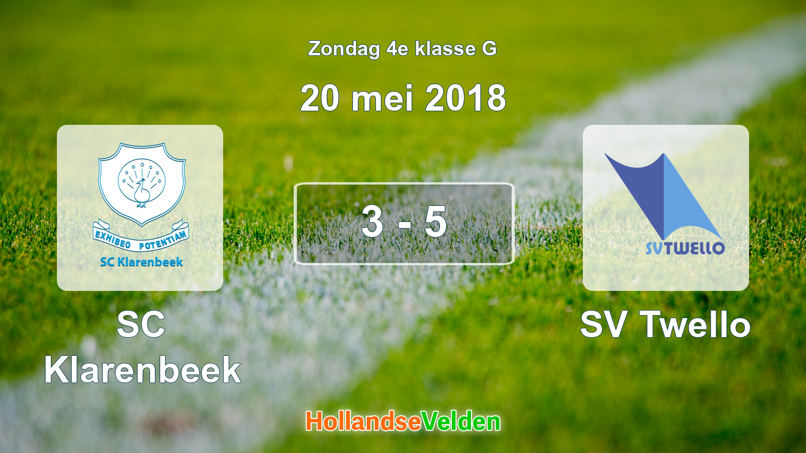 Gespeelde wedstrijd: SC Klarenbeek - SV Twello 3 - 5 (20 mei 2018)