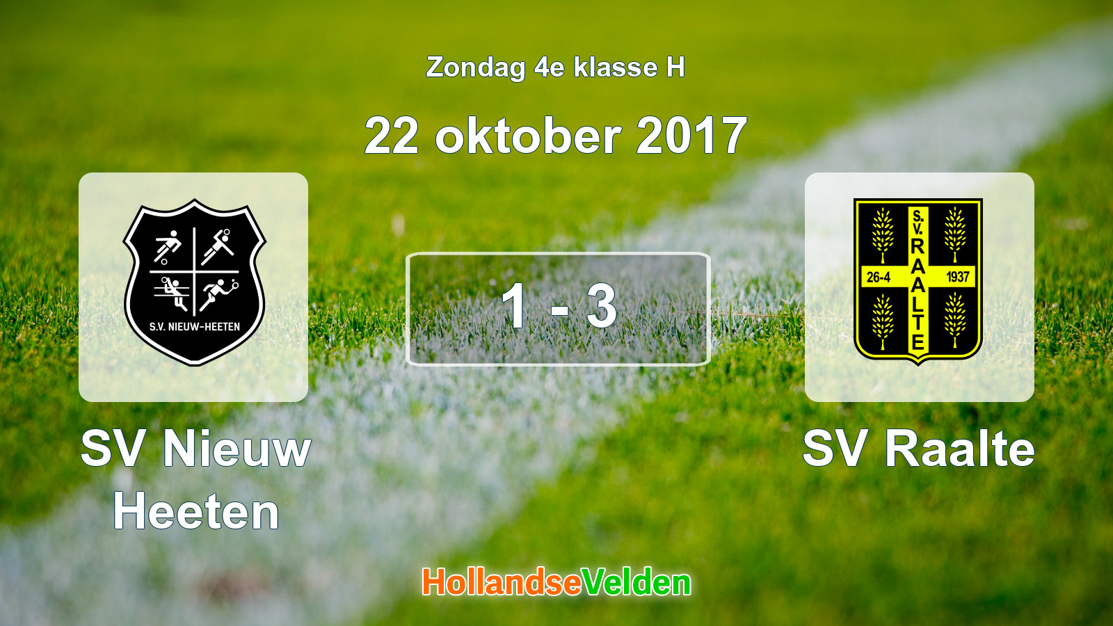 Gespeelde wedstrijd: SV Nieuw Heeten - SV Raalte 1 - 3 (22 oktober 2017)