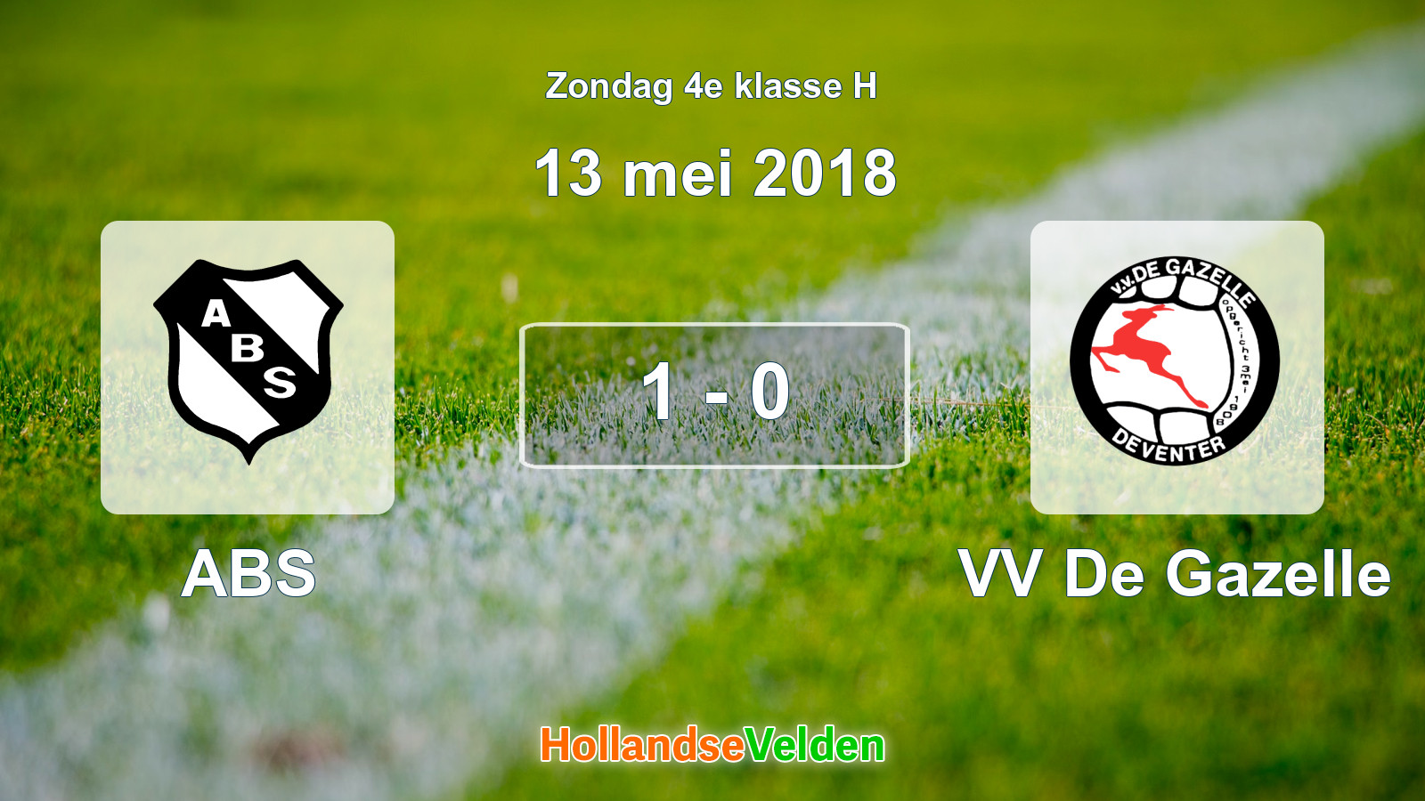 Gespeelde wedstrijd: ABS - VV De Gazelle 1 - 0 (13 mei 2018)