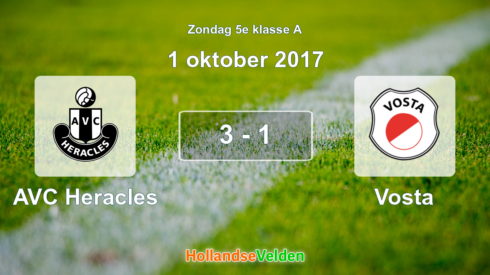 Gespeelde wedstrijd: AVC Heracles - Vosta 3 - 1 (1 oktober 2017)
