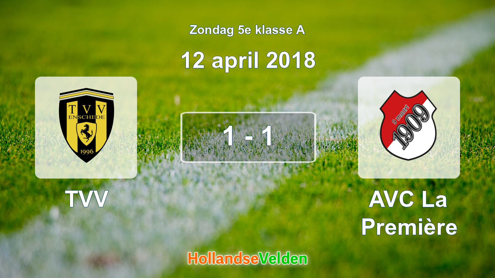 Gespeelde wedstrijd: TVV - AVC La Première 1 - 1 (12 april 2018)