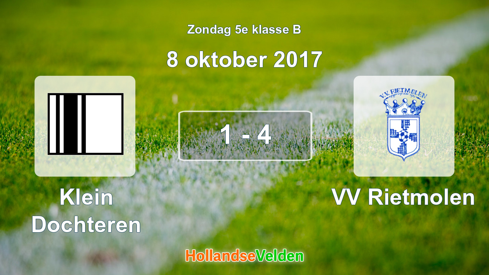 Gespeelde wedstrijd: Klein Dochteren - VV Rietmolen 1 - 4 (8 oktober 2017)