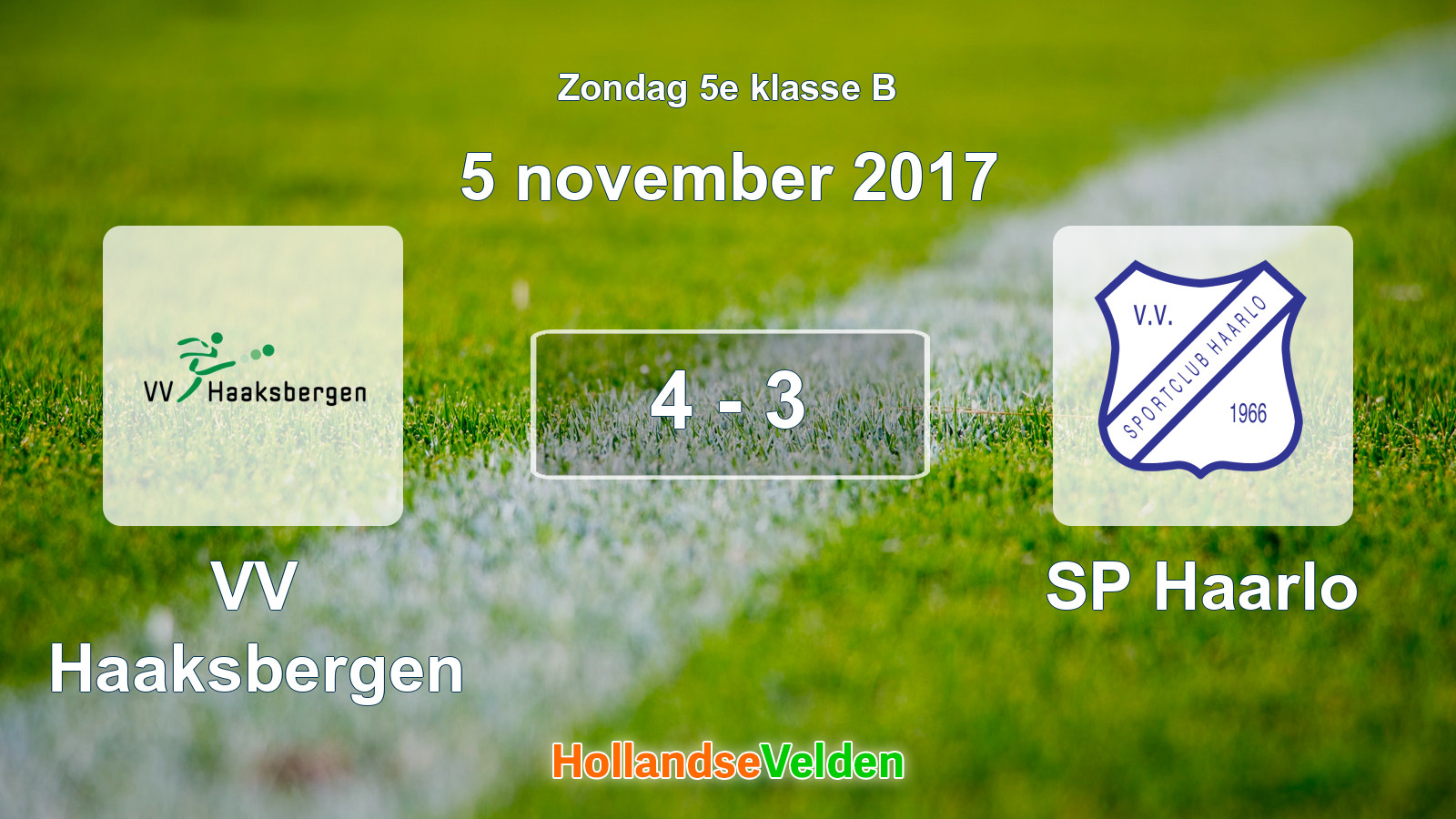 Gespeelde wedstrijd: VV Haaksbergen - SP Haarlo 4 - 3 (5 november 2017)