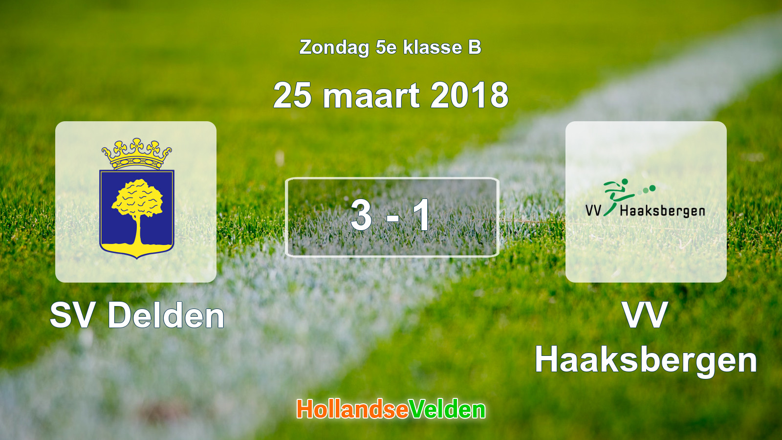 Gespeelde wedstrijd: SV Delden - VV Haaksbergen 3 - 1 (25 maart 2018)