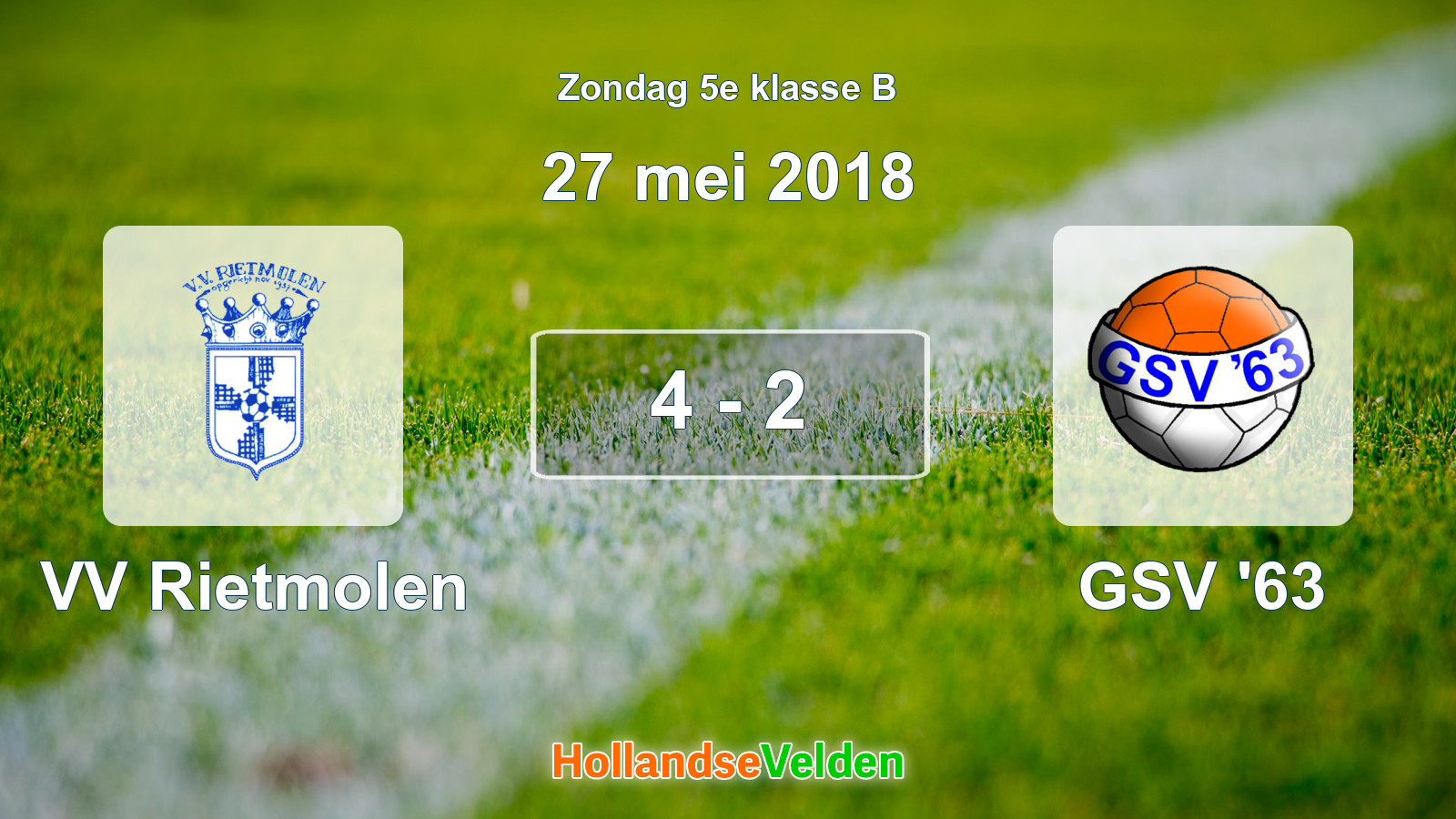 Gespeelde wedstrijd: VV Rietmolen - GSV '63 4 - 2 (27 mei 2018)