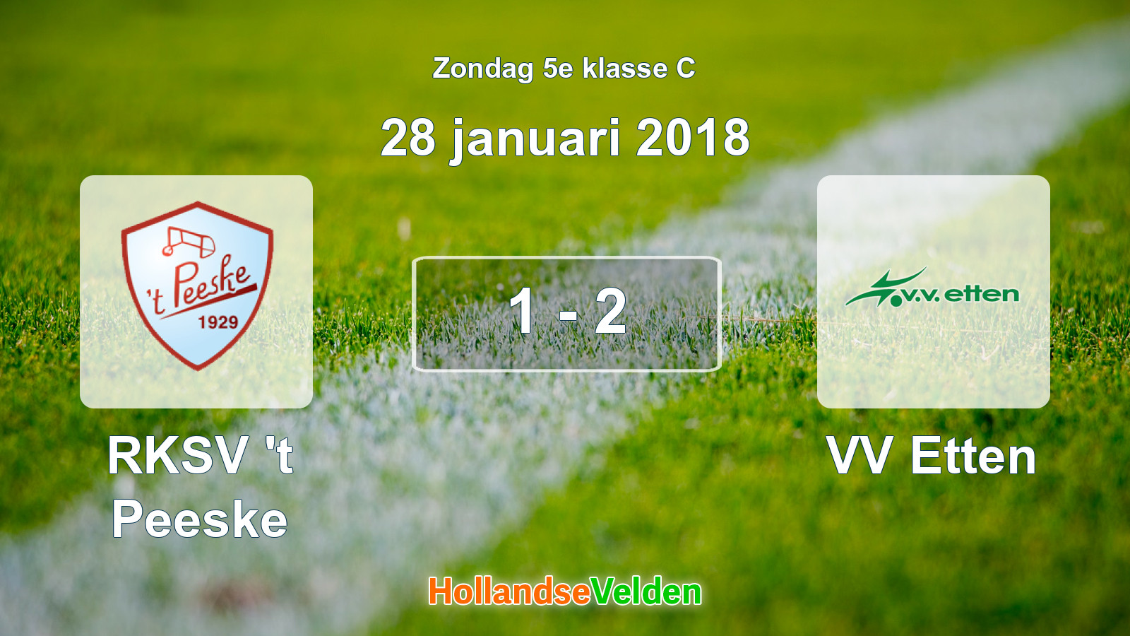 Gespeelde wedstrijd: RKSV 't Peeske - VV Etten 1 - 2 (28 januari 2018)