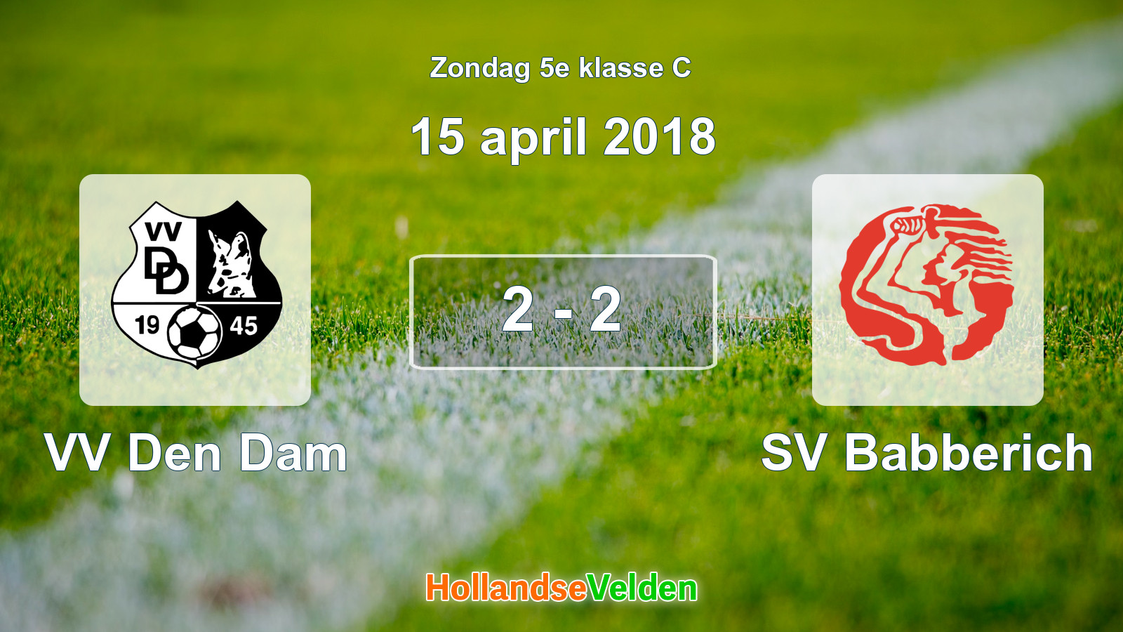Gespeelde wedstrijd: VV Den Dam - SV Babberich 2 - 2 (15 april 2018)