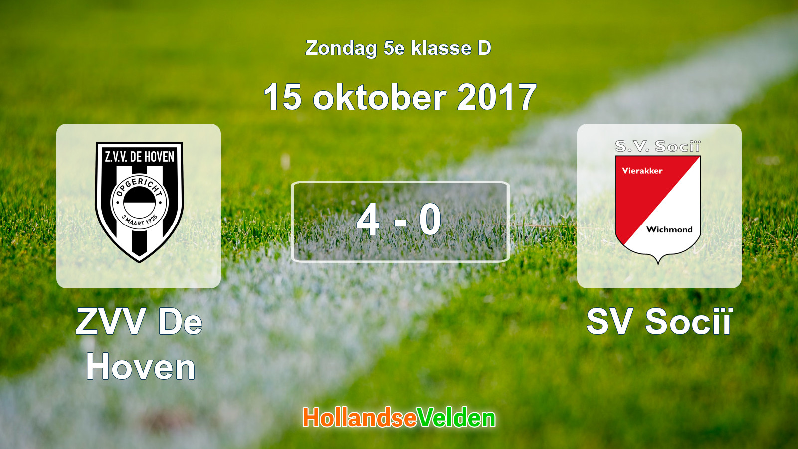 Gespeelde wedstrijd: ZVV De Hoven - SV Sociï 4 - 0 (15 oktober 2017)