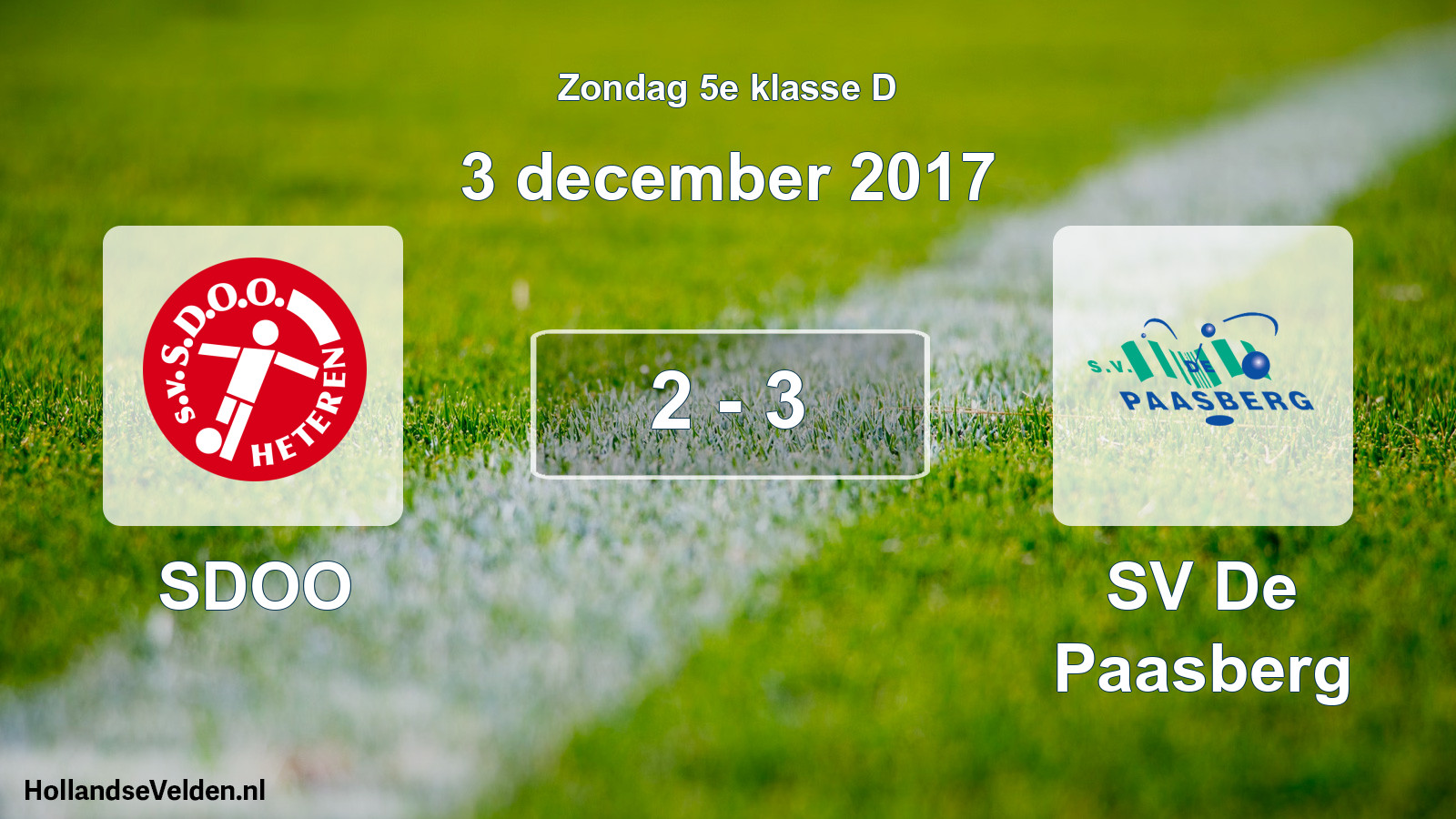 Gespeelde wedstrijd: SDOO - SV De Paasberg 2 - 3 (3 december 2017)