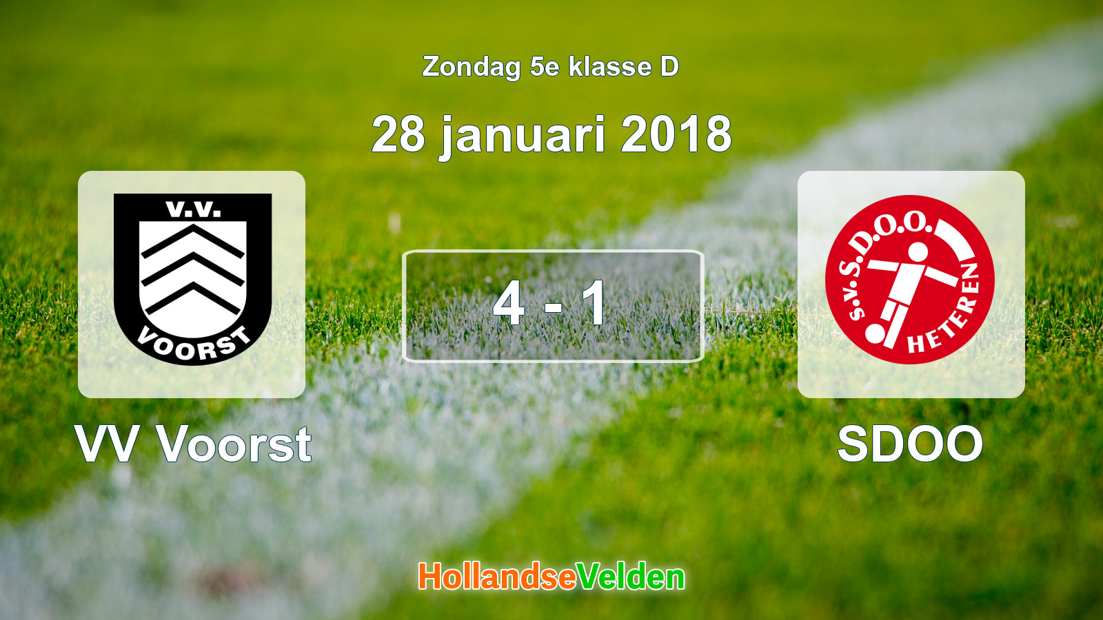 Gespeelde wedstrijd: VV Voorst - SDOO 4 - 1 (28 januari 2018)