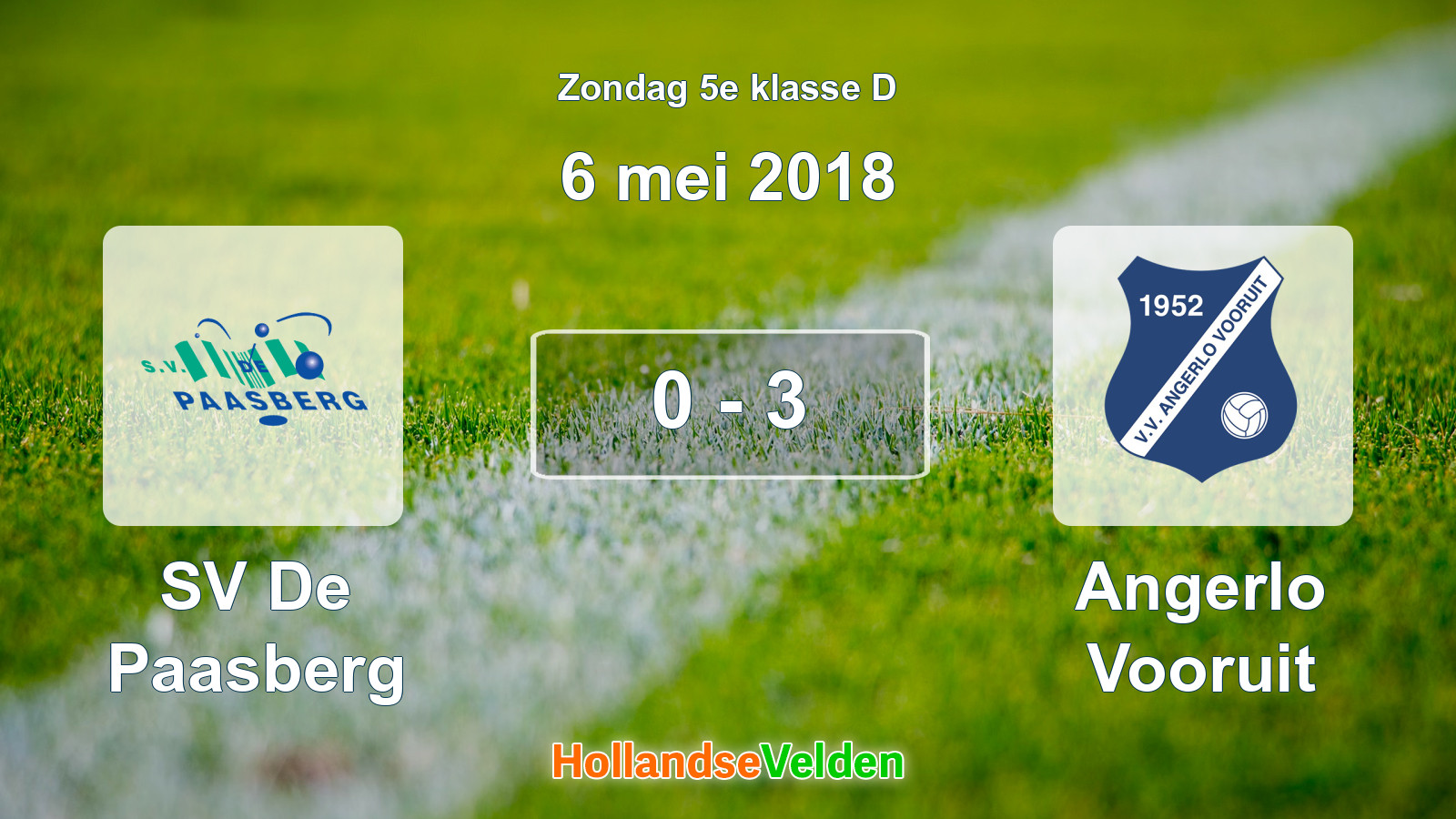 Gespeelde wedstrijd: SV De Paasberg - Angerlo Vooruit 0 - 3 (6 mei 2018)