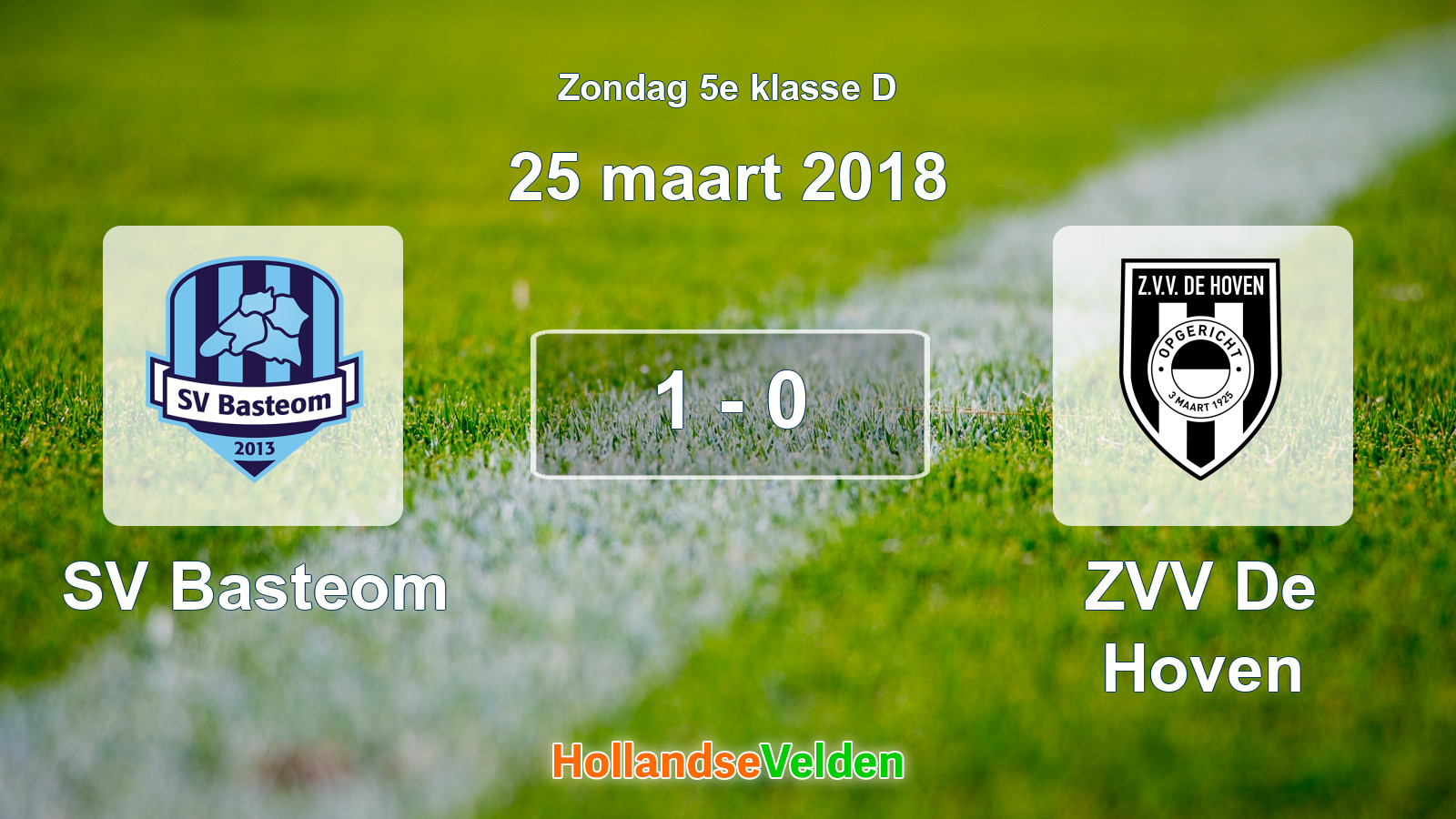 Gespeelde wedstrijd: SV Basteom - ZVV De Hoven 1 - 0 (25 maart 2018)