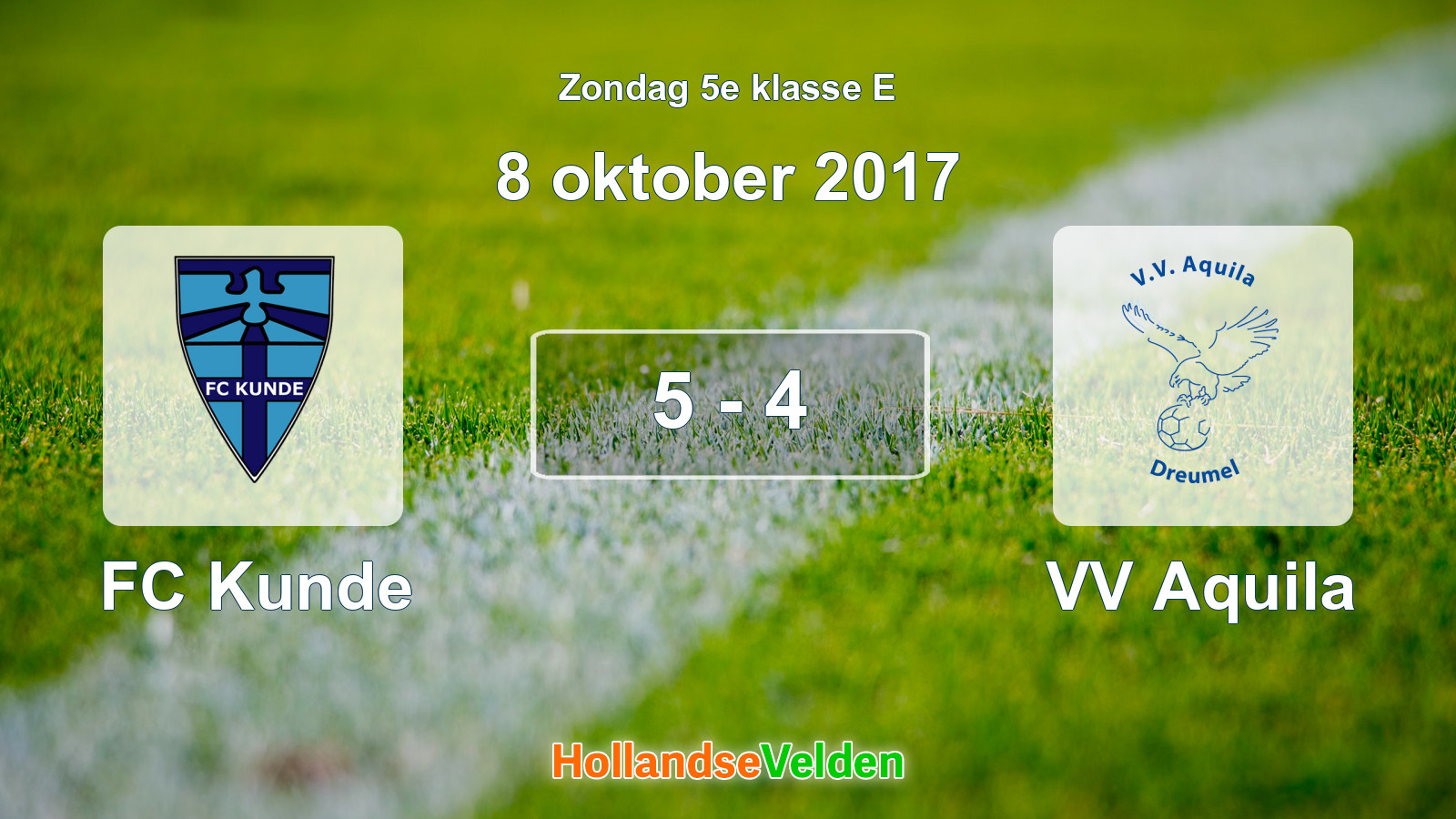 Gespeelde wedstrijd: FC Kunde - VV Aquila 5 - 4 (8 oktober 2017)