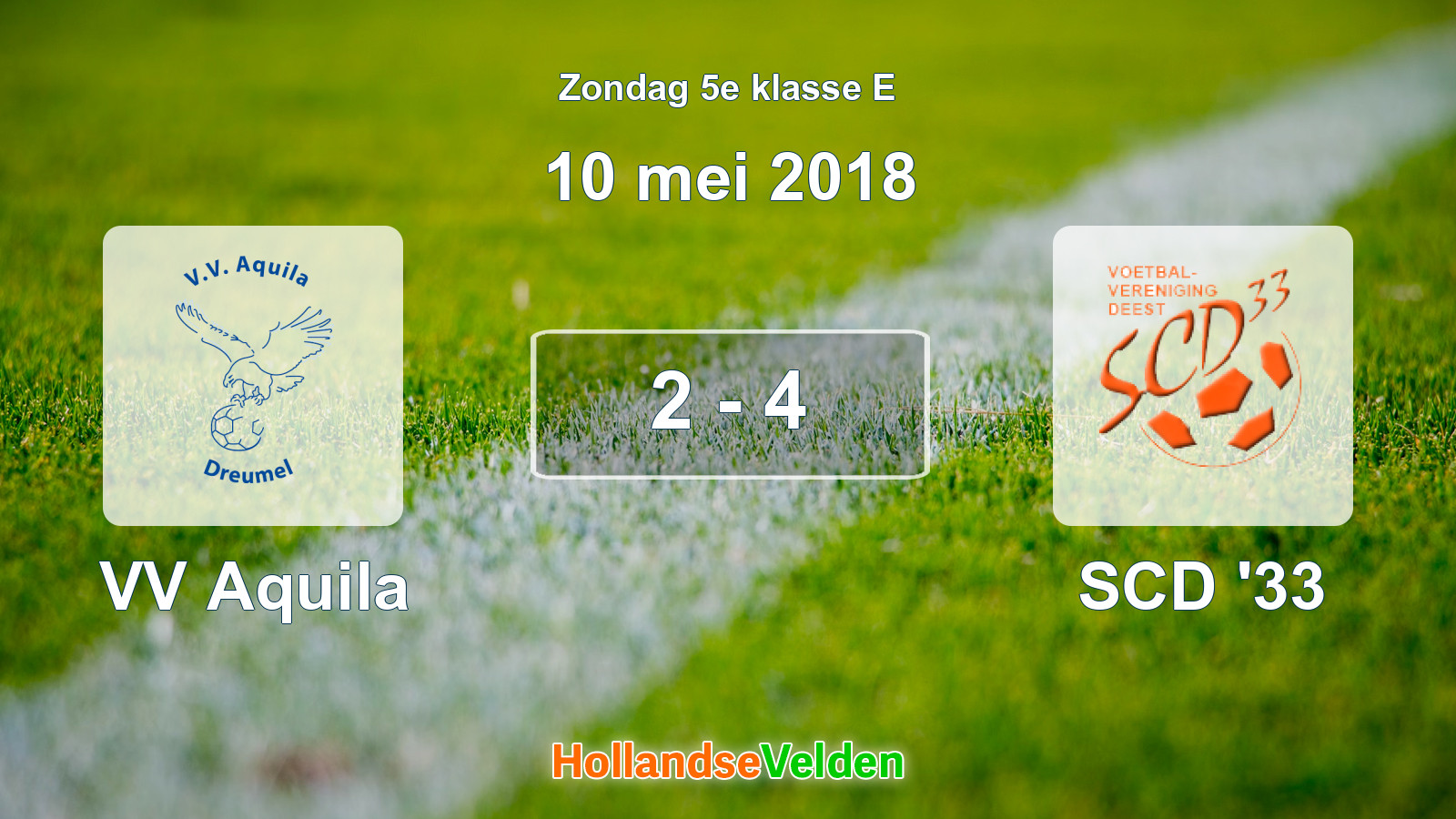 Gespeelde wedstrijd: VV Aquila - SCD '33 2 - 4 (10 mei 2018)
