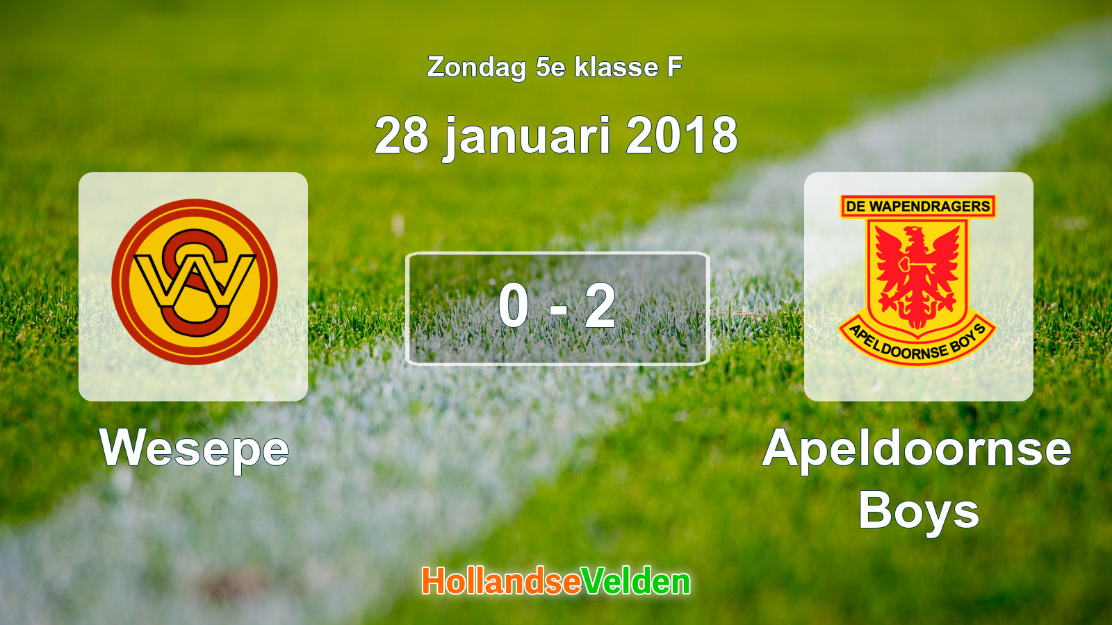 Gespeelde wedstrijd: Wesepe - Apeldoornse Boys 0 - 2 (28 januari 2018)