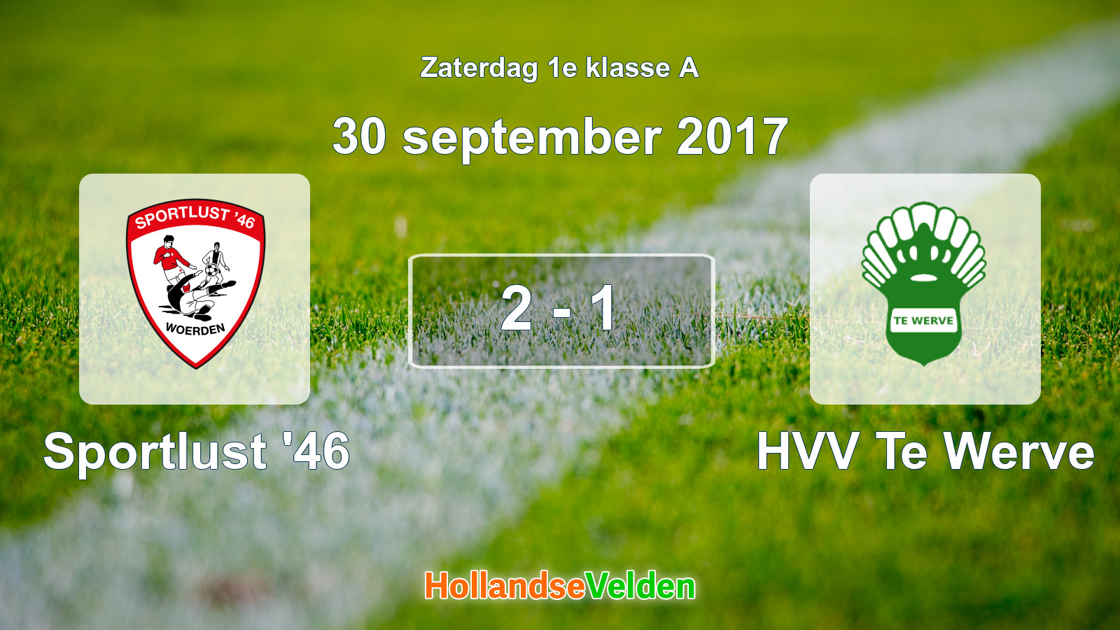 Gespeelde wedstrijd: Sportlust '46 - HVV Te Werve 2 - 1 (30 september 2017)
