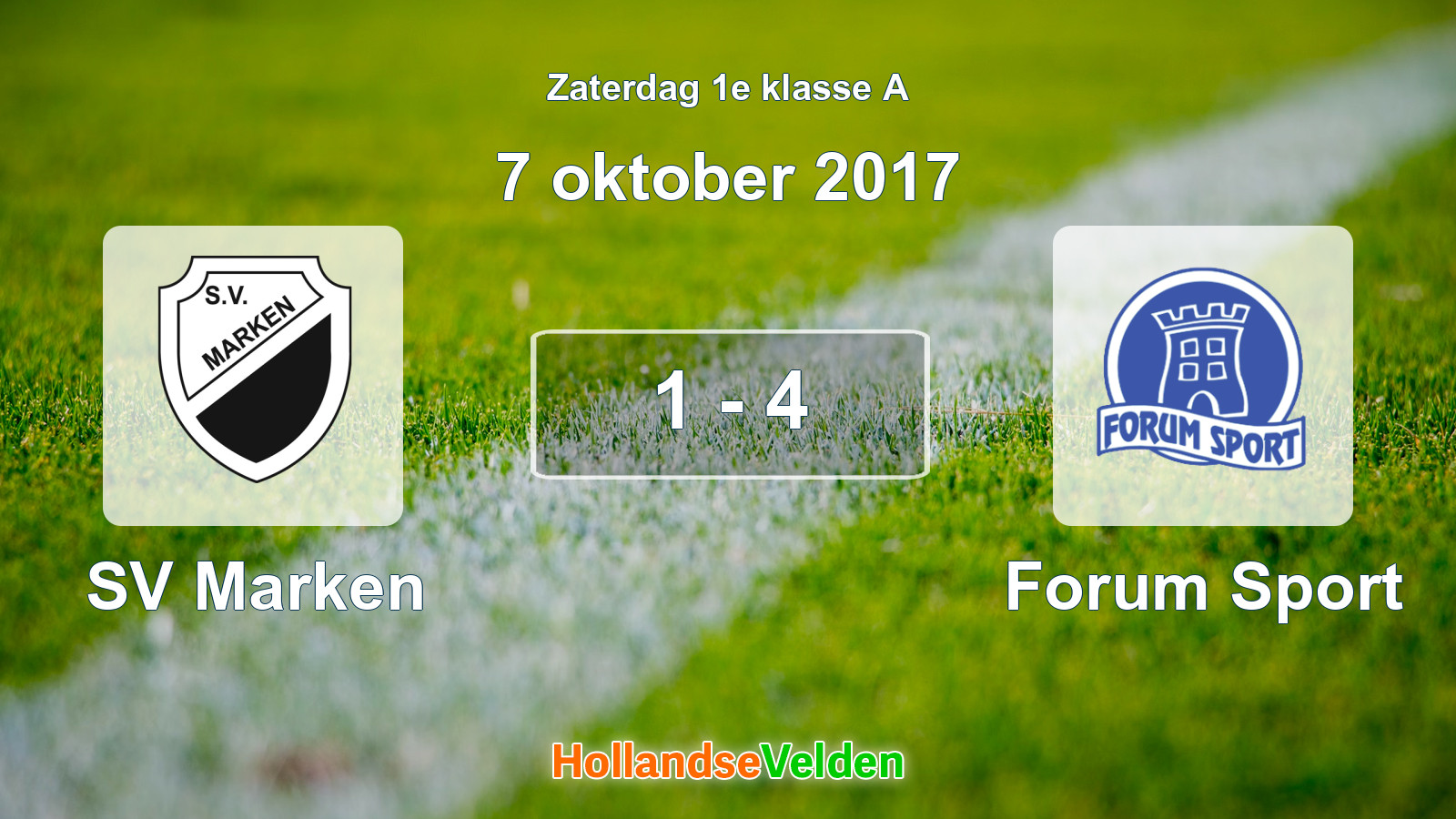 Gespeelde wedstrijd: SV Marken - Forum Sport 1 - 4 (7 oktober 2017)