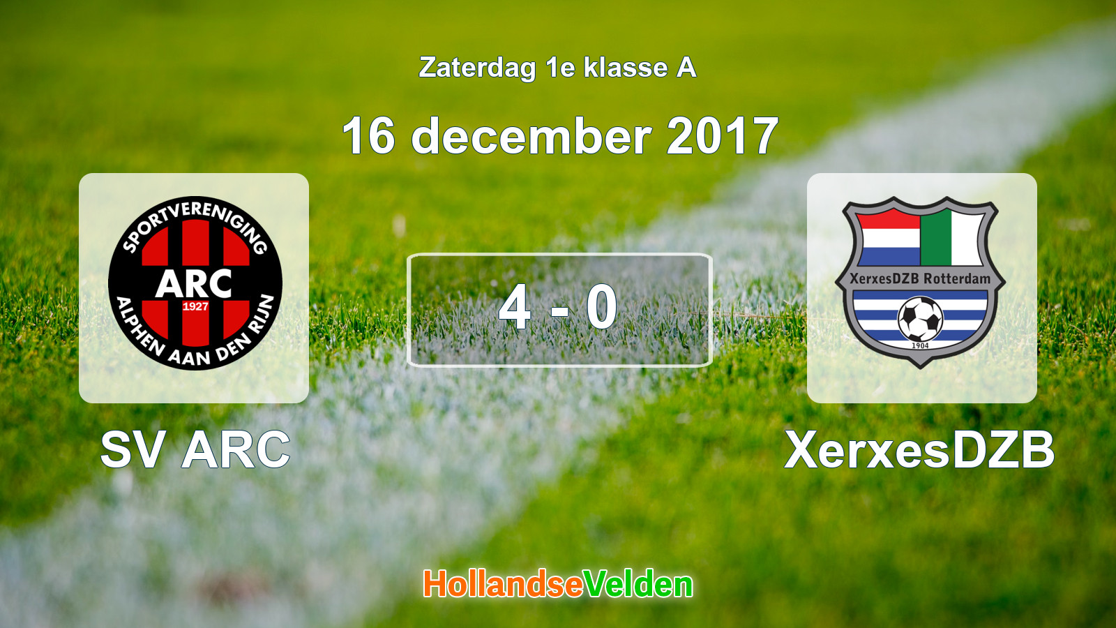 Gespeelde wedstrijd: SV ARC - XerxesDZB 4 - 0 (16 december 2017)