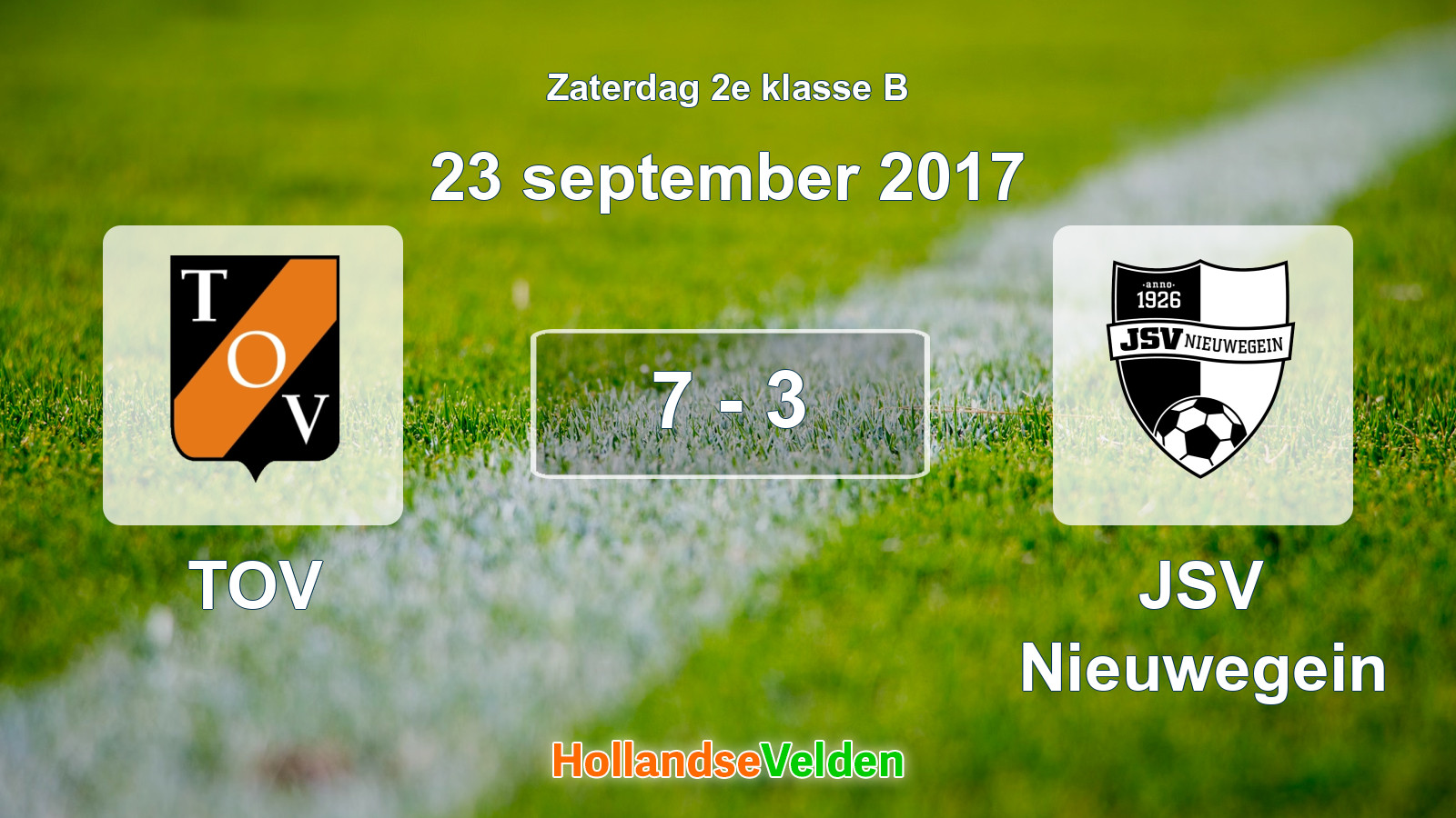 Gespeelde wedstrijd: TOV - JSV Nieuwegein 7 - 3 (23 september 2017)