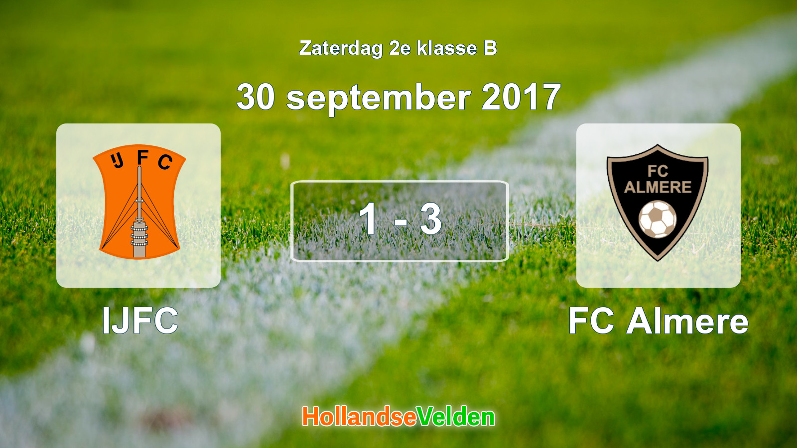 Gespeelde wedstrijd: IJFC - FC Almere 1 - 3 (30 september 2017)