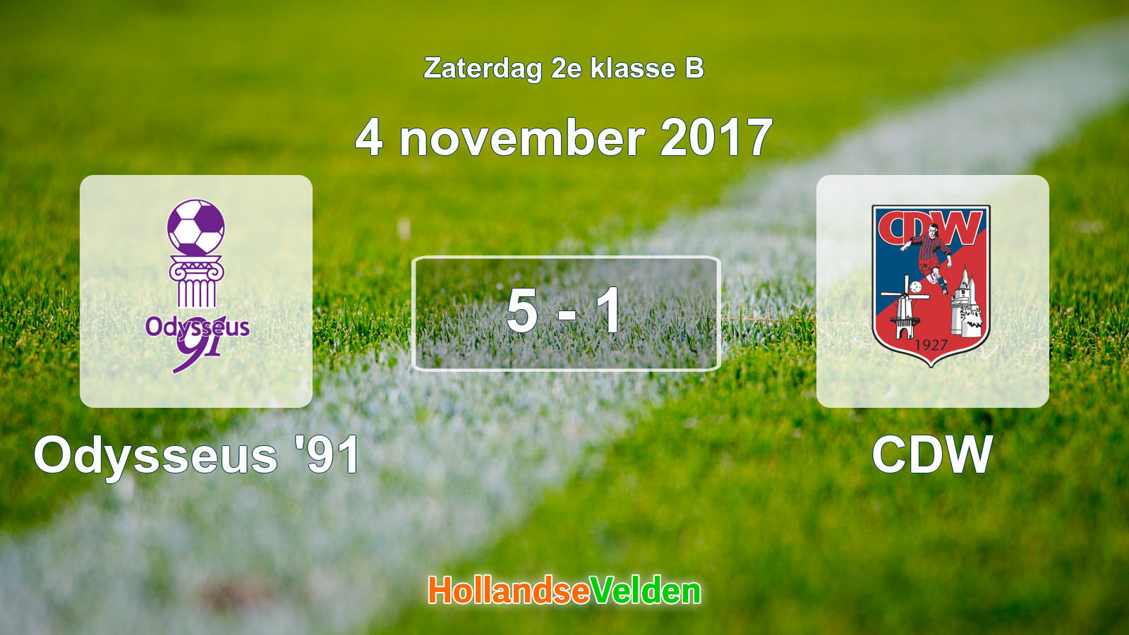 Gespeelde wedstrijd: Odysseus '91 - CDW 5 - 1 (4 november 2017)