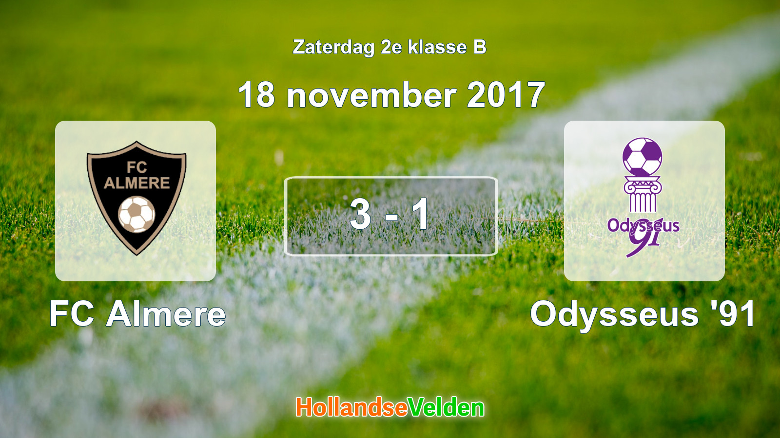 Gespeelde wedstrijd: FC Almere - Odysseus '91 3 - 1 (18 november 2017)