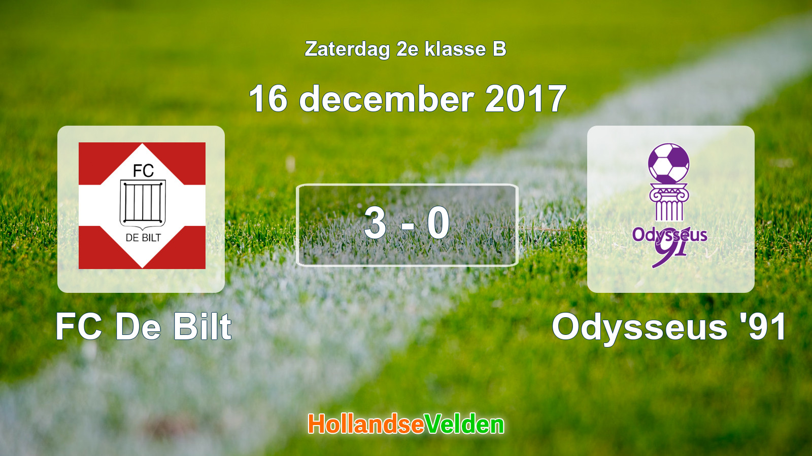 Gespeelde wedstrijd: FC De Bilt - Odysseus '91 3 - 0 (16 december 2017)