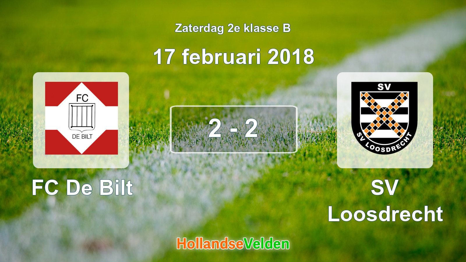 Gespeelde wedstrijd: FC De Bilt - SV Loosdrecht 2 - 2 (17 februari 2018)