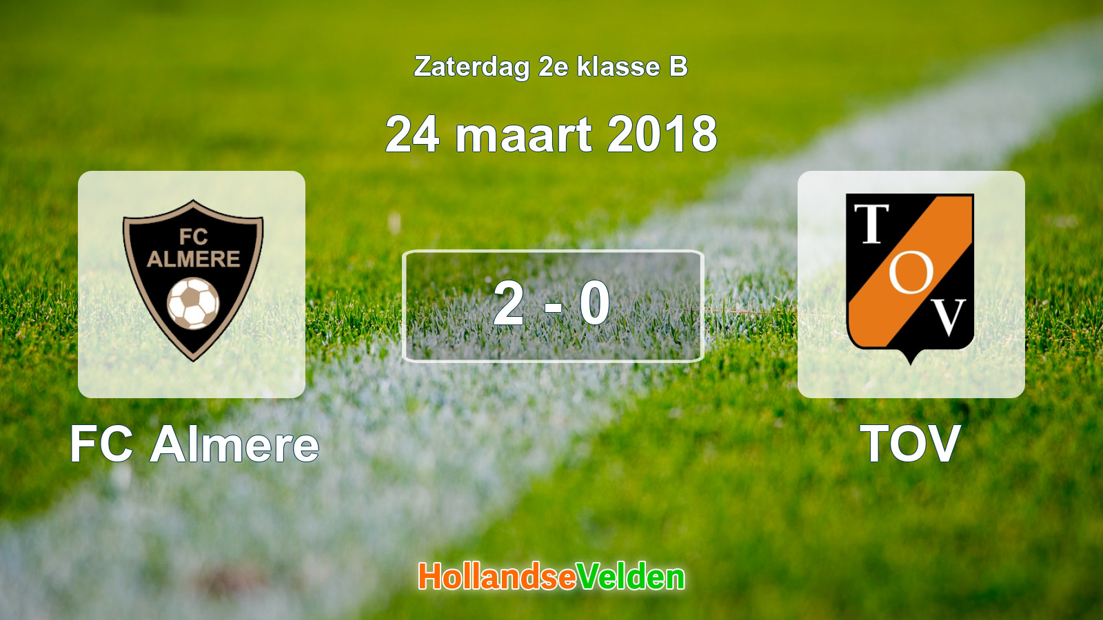 Gespeelde wedstrijd: FC Almere - TOV 2 - 0 (24 maart 2018)