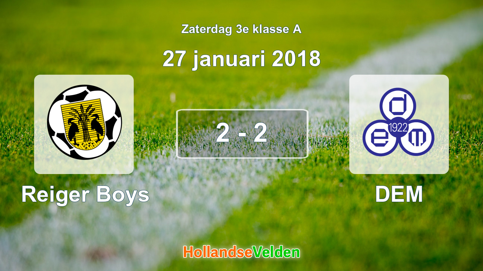 Gespeelde wedstrijd: Reiger Boys - DEM 2 - 2 (27 januari 2018)