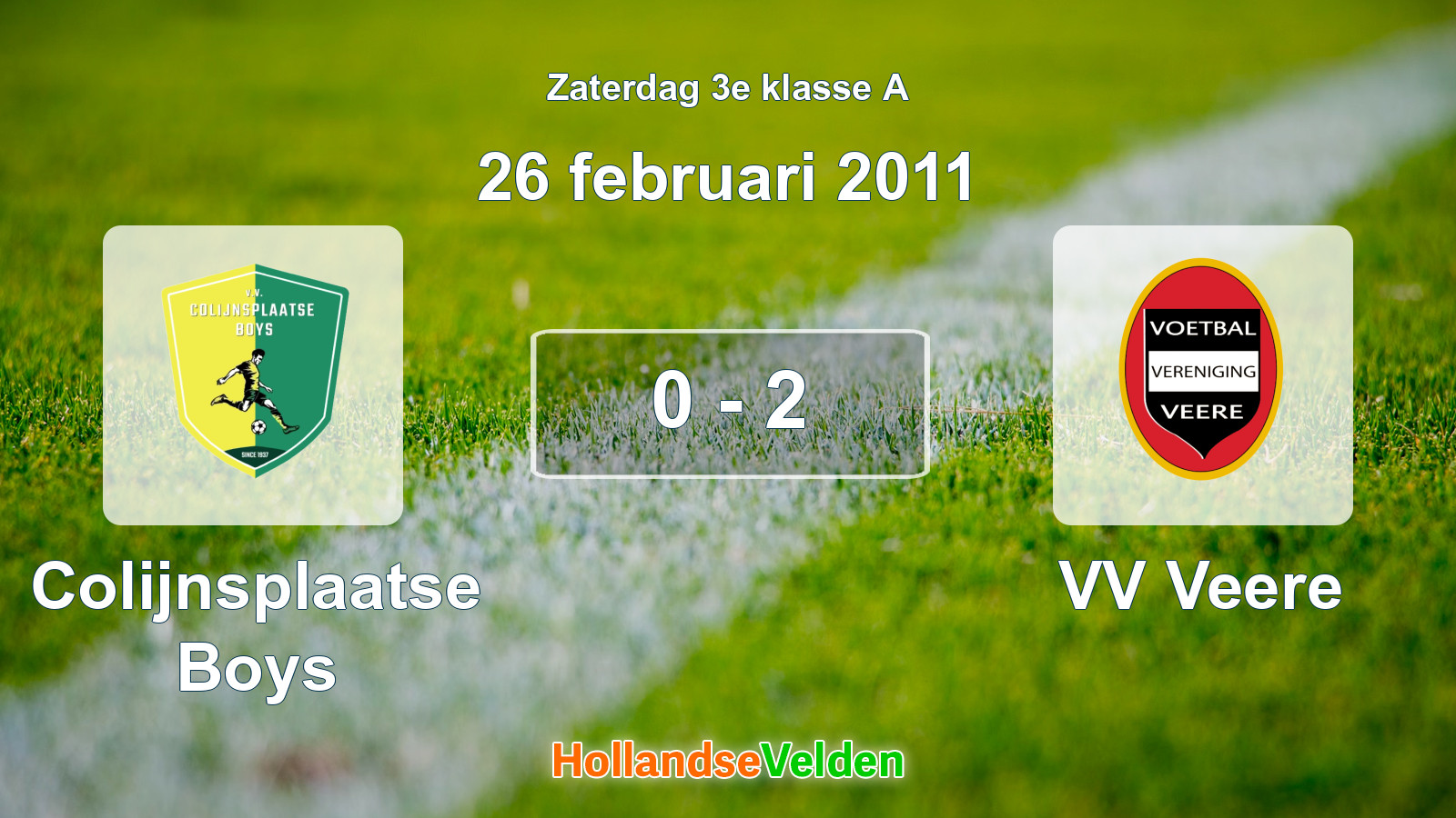 Gespeelde wedstrijd: Colijnsplaatse Boys - VV Veere 0 - 2 (26 februari 2011)