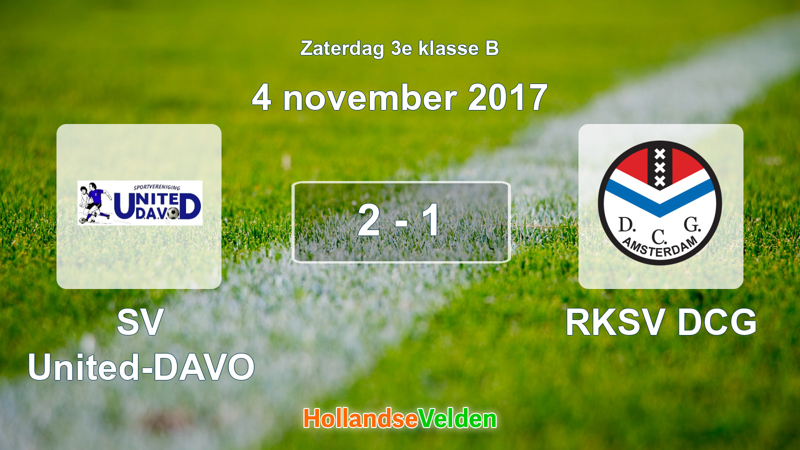 Gespeelde wedstrijd: SV United-DAVO - RKSV DCG 2 - 1 (4 november 2017)
