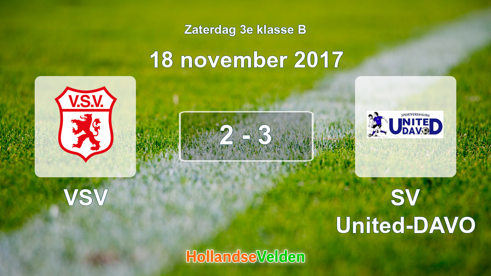 Gespeelde wedstrijd: VSV - SV United-DAVO 2 - 3 (18 november 2017)