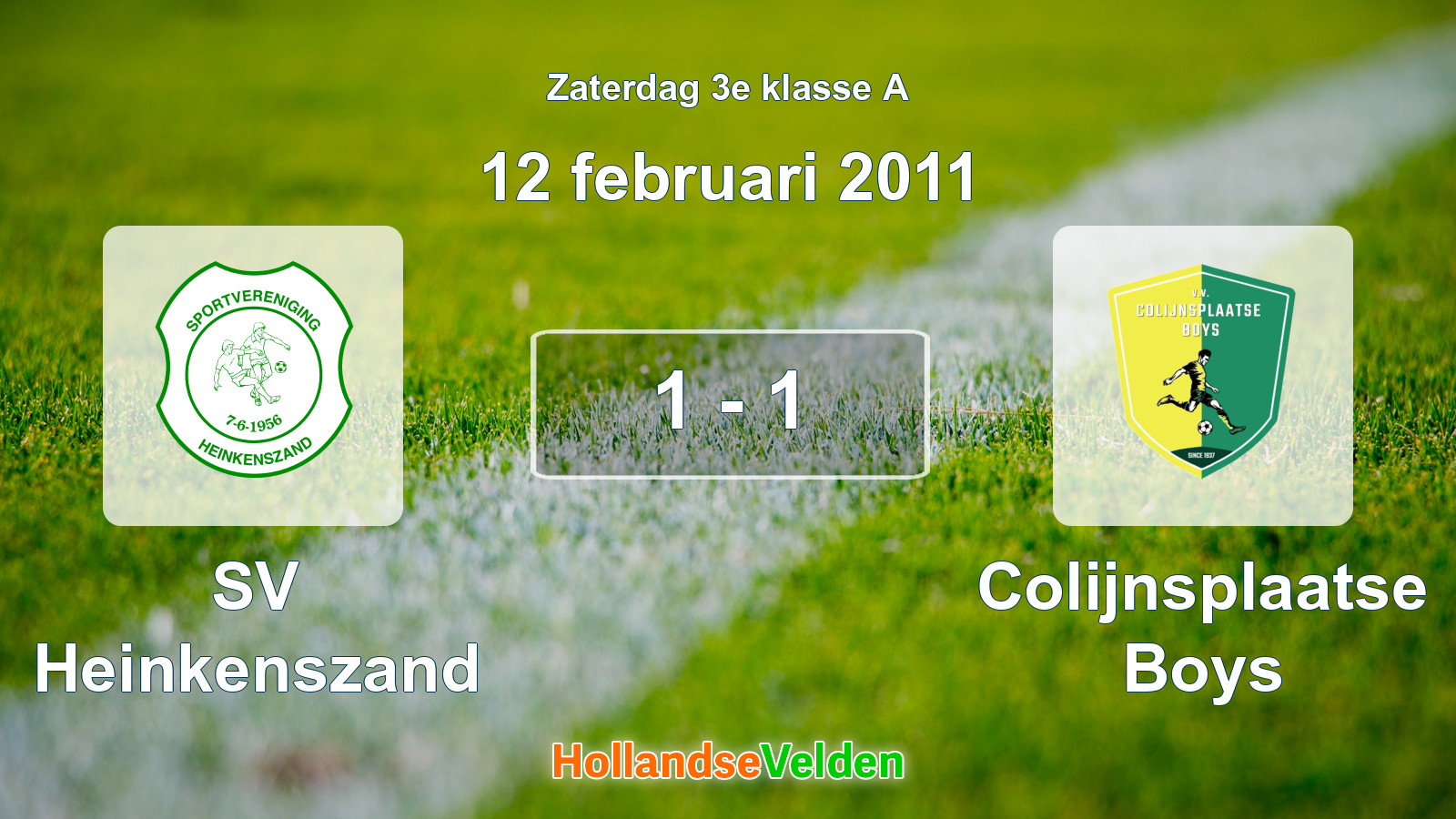 Gespeelde wedstrijd: SV Heinkenszand - Colijnsplaatse Boys 1 - 1 (12 februari 2011)