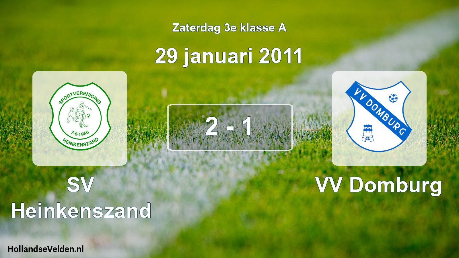 Gespeelde wedstrijd: SV Heinkenszand - VV Domburg 2 - 1 (29 januari 2011)