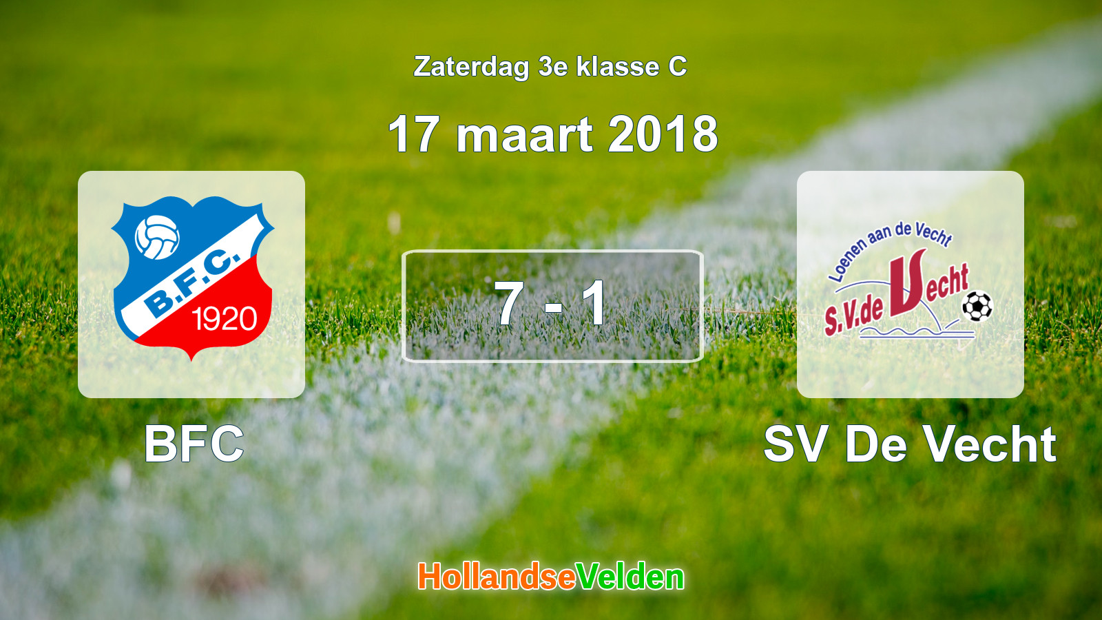 Gespeelde wedstrijd: BFC - SV De Vecht 7 - 1 (17 maart 2018)