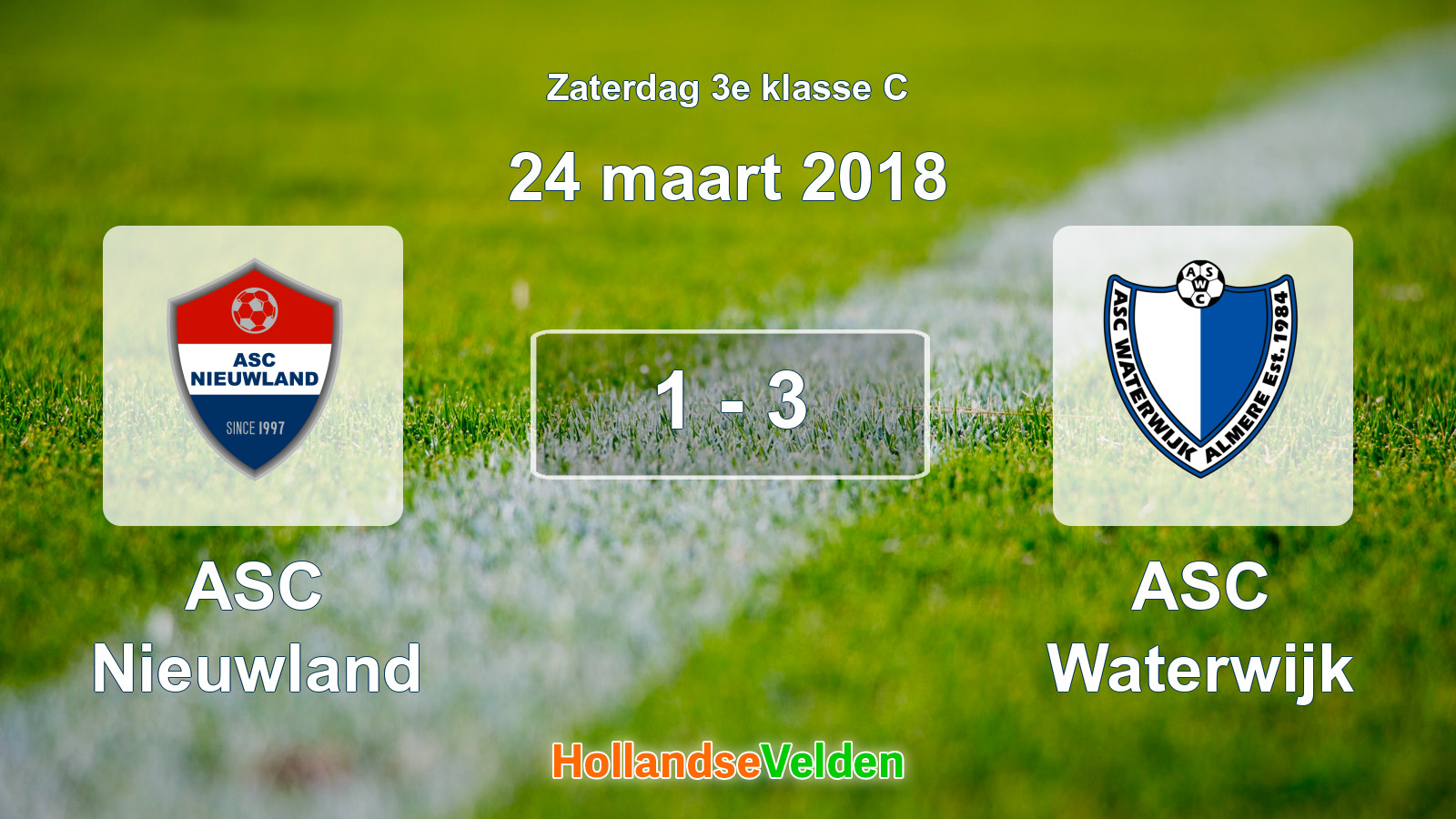 Gespeelde wedstrijd: ASC Nieuwland - ASC Waterwijk 1 - 3 (24 maart 2018)