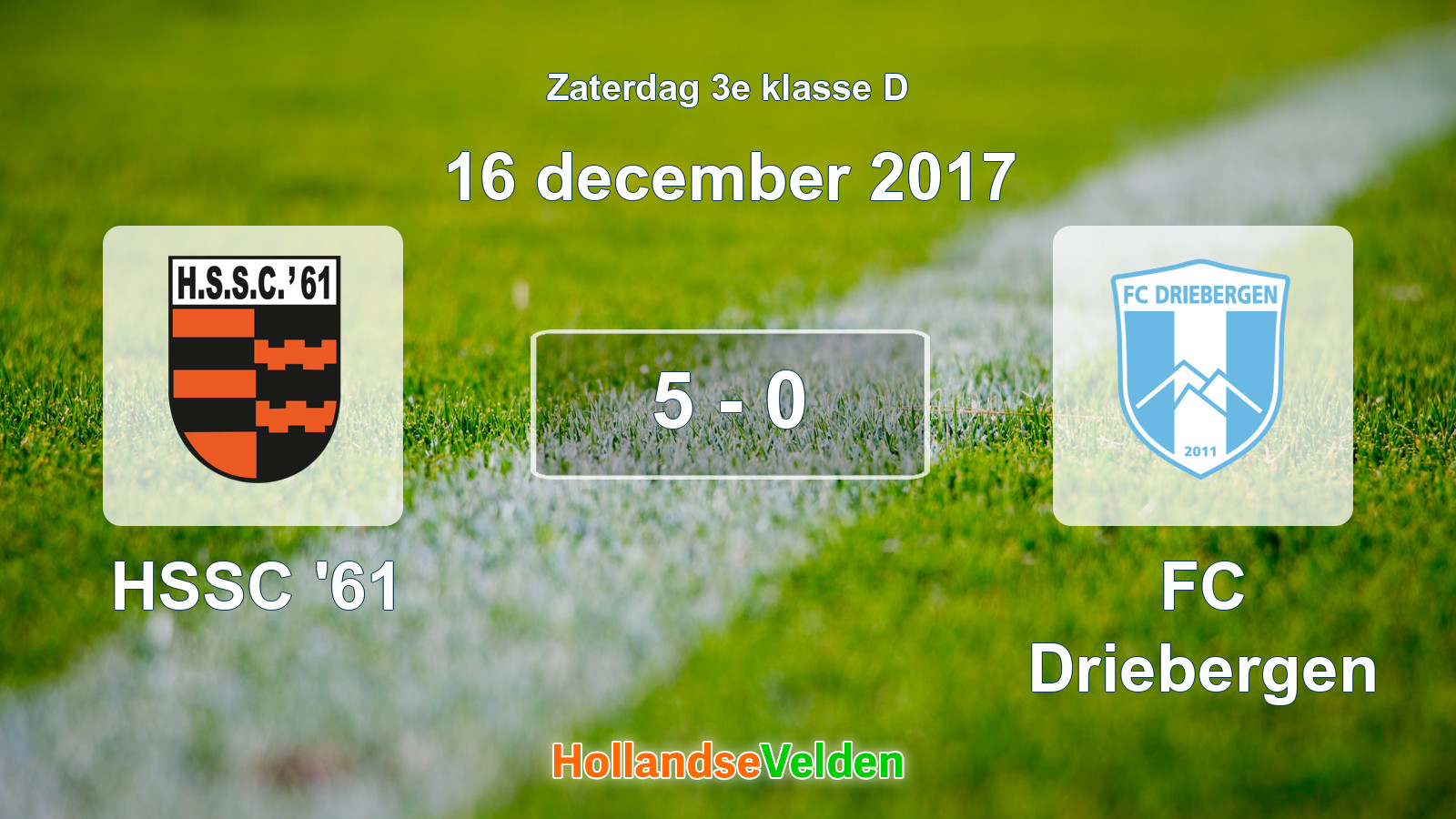 Gespeelde wedstrijd: HSSC '61 - FC Driebergen 5 - 0 (16 december 2017)