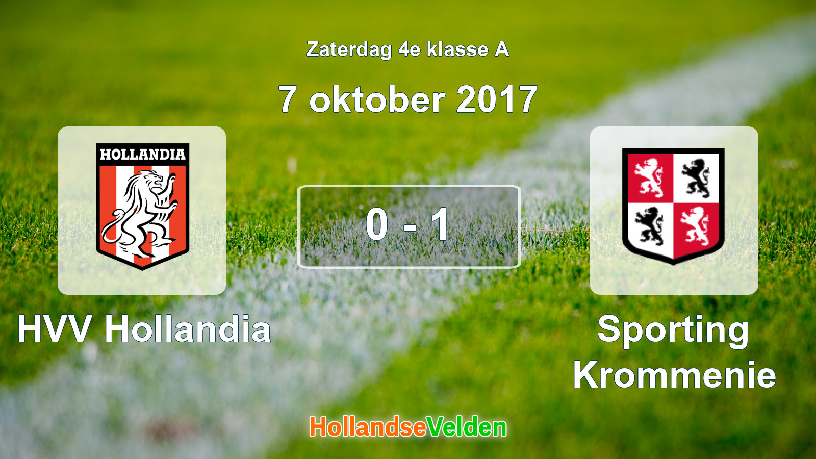Gespeelde wedstrijd: HVV Hollandia - Sporting Krommenie 0 - 1 (7 oktober 2017)