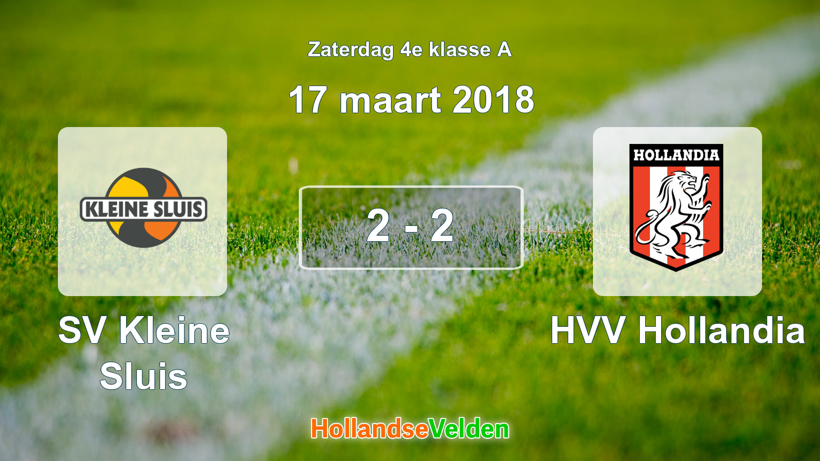 Gespeelde wedstrijd: SV Kleine Sluis - HVV Hollandia 2 - 2 (17 maart 2018)