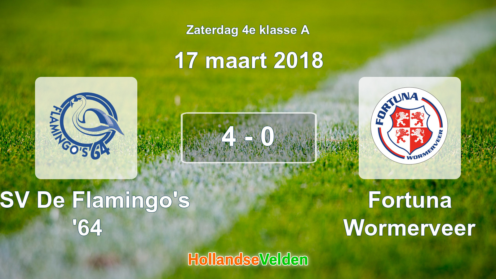 Gespeelde wedstrijd: ASV De Flamingo's '64 - Fortuna Wormerveer 4 - 0 (17 maart 2018)