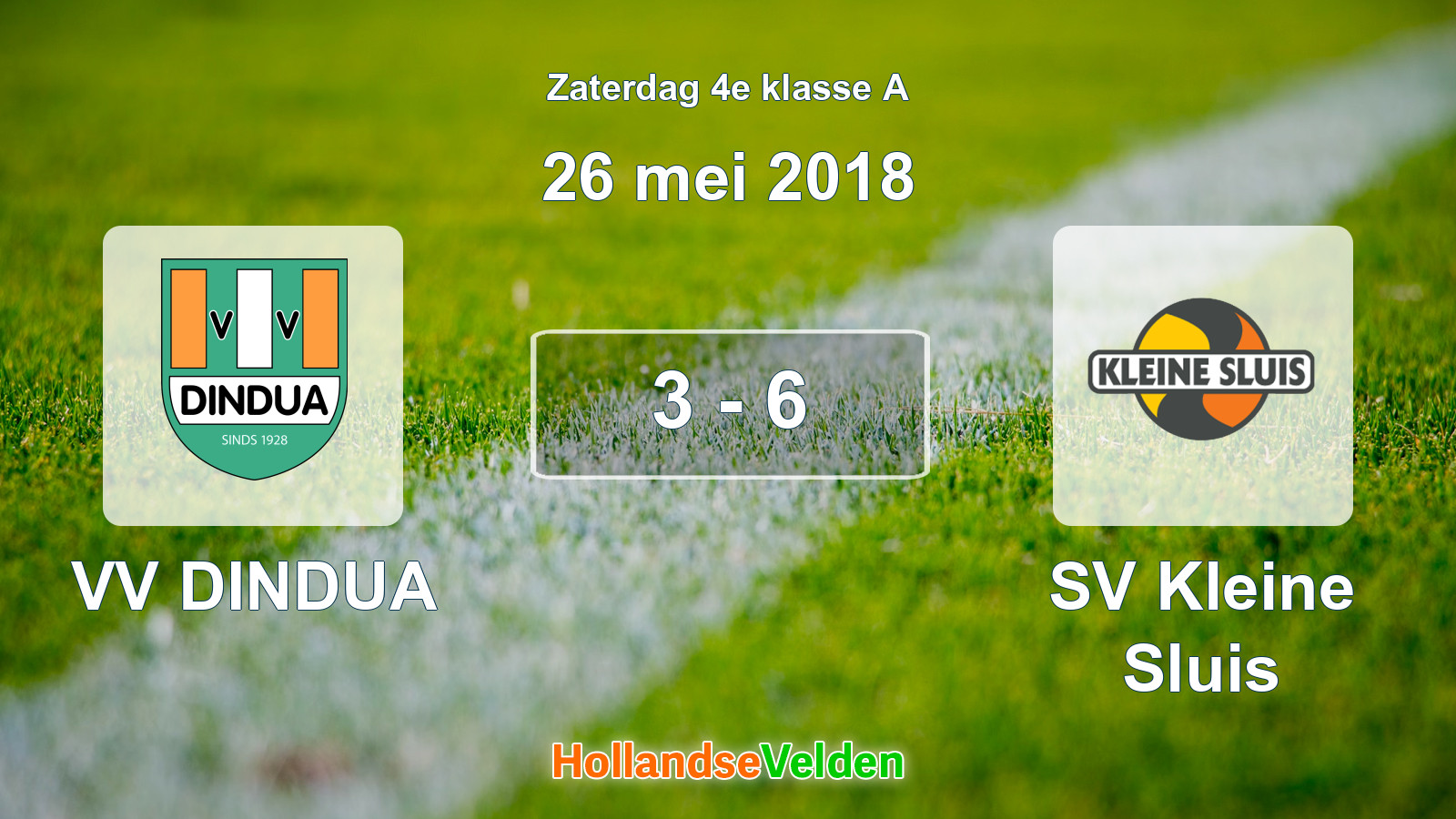 Gespeelde wedstrijd: VV DINDUA - SV Kleine Sluis 3 - 6 (26 mei 2018)