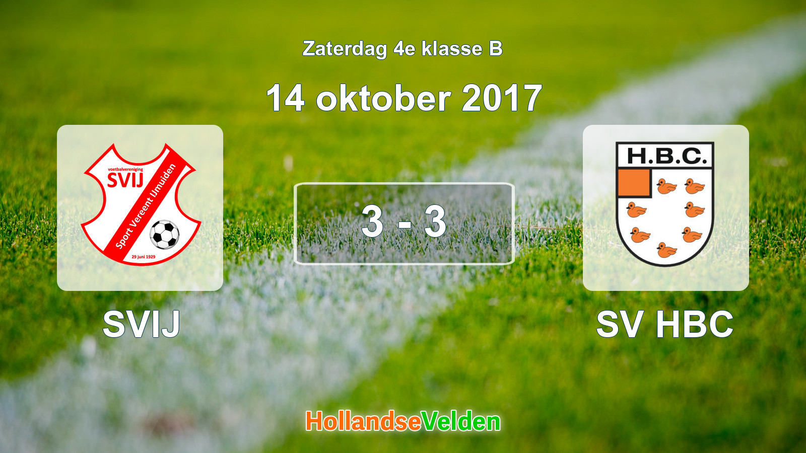 Gespeelde wedstrijd: SVIJ - SV HBC 3 - 3 (14 oktober 2017)