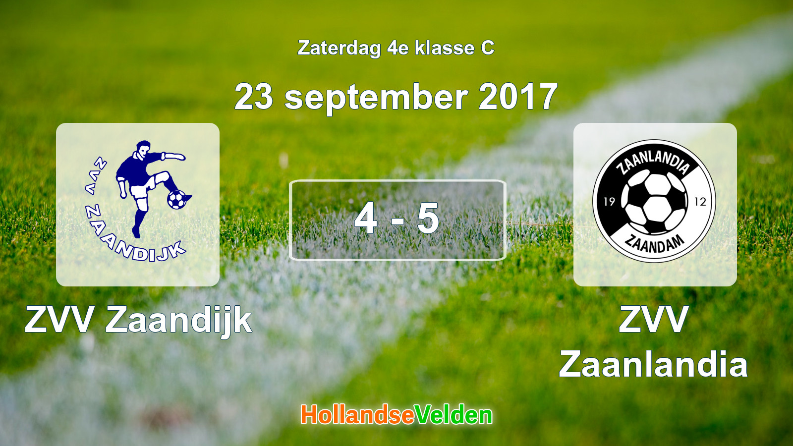 Gespeelde wedstrijd: ZVV Zaandijk - ZVV Zaanlandia 4 - 5 (23 september 2017)