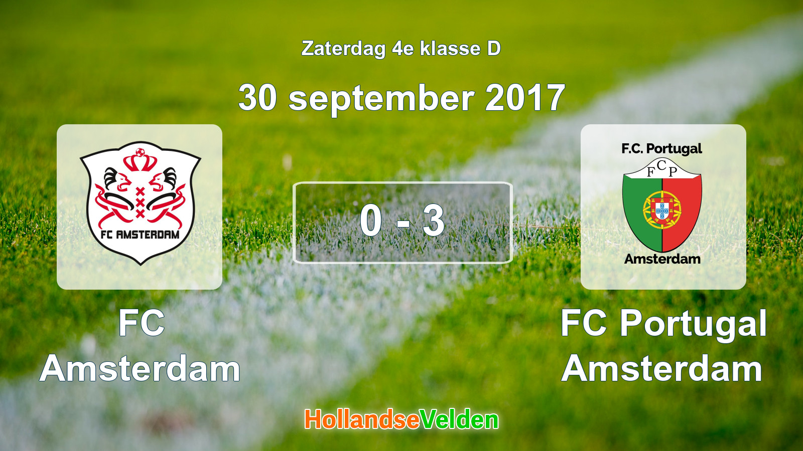 Gespeelde wedstrijd: FC Amsterdam - FC Portugal Amsterdam 0 - 3 (30 september 2017)