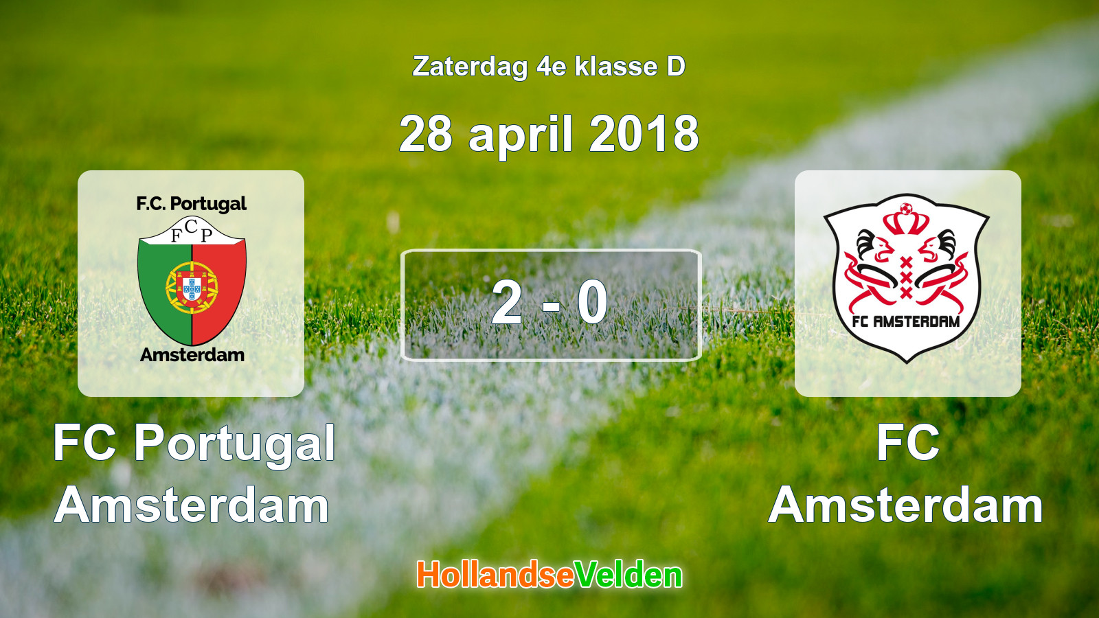 Gespeelde wedstrijd: FC Portugal Amsterdam - FC Amsterdam 2 - 0 (28 april 2018)