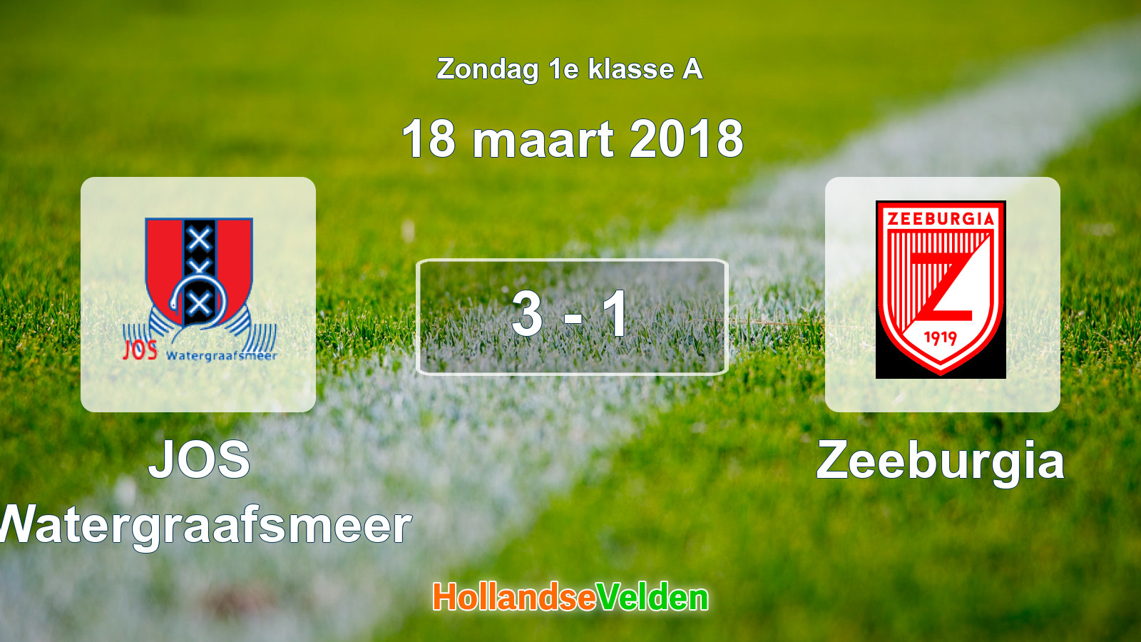 Gespeelde wedstrijd: JOS Watergraafsmeer - Zeeburgia 3 - 1 (18 maart 2018)