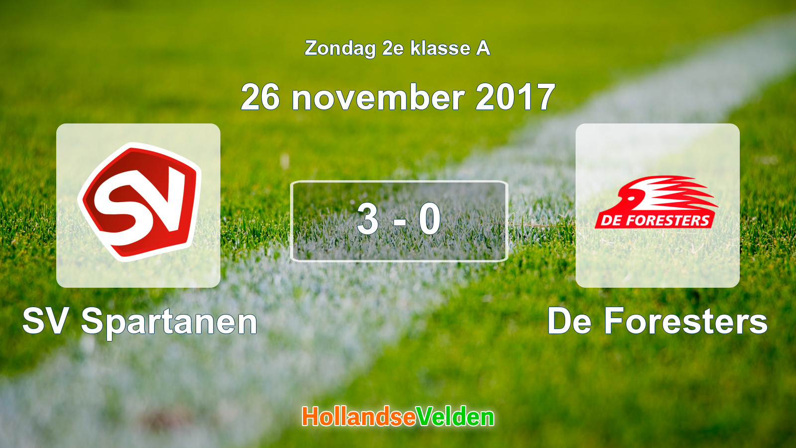 Gespeelde wedstrijd: SV Spartanen - De Foresters 3 - 0 (26 november 2017)