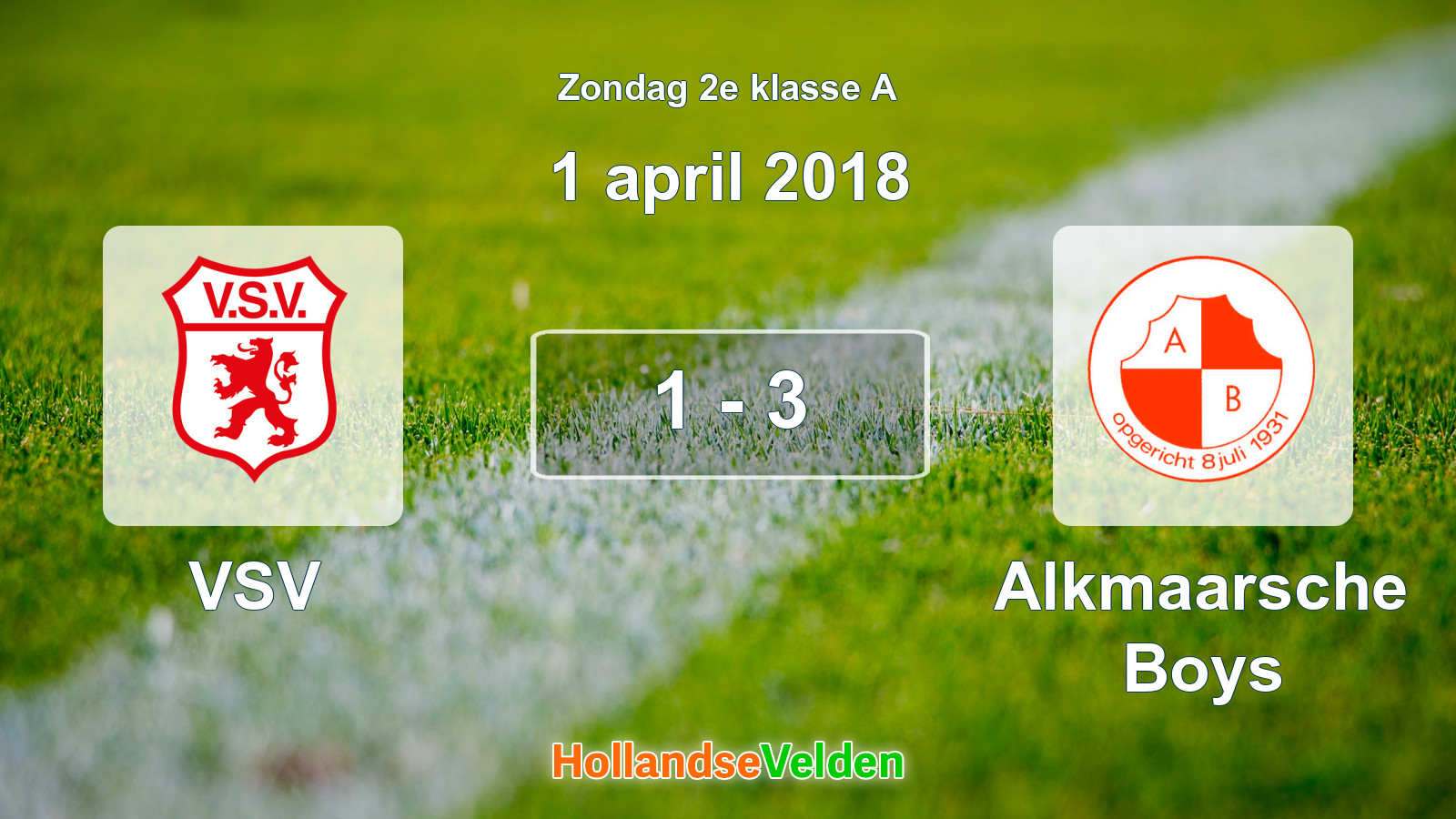 Gespeelde wedstrijd: VSV - Alkmaarsche Boys 1 - 3 (1 april 2018)
