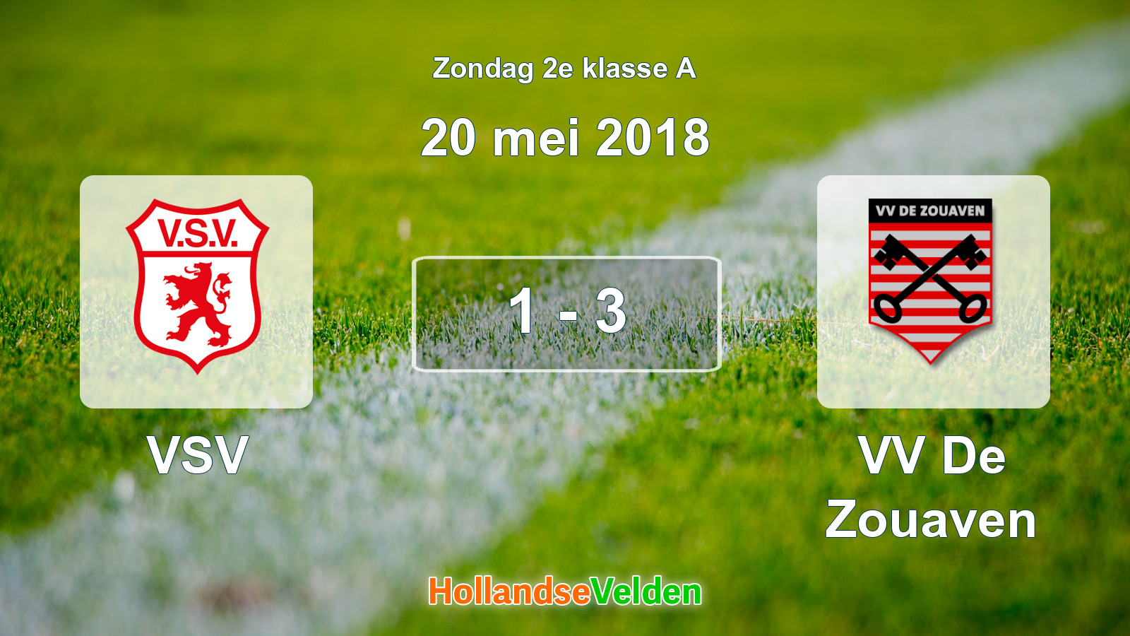 Gespeelde wedstrijd: VSV - VV De Zouaven 1 - 3 (20 mei 2018)
